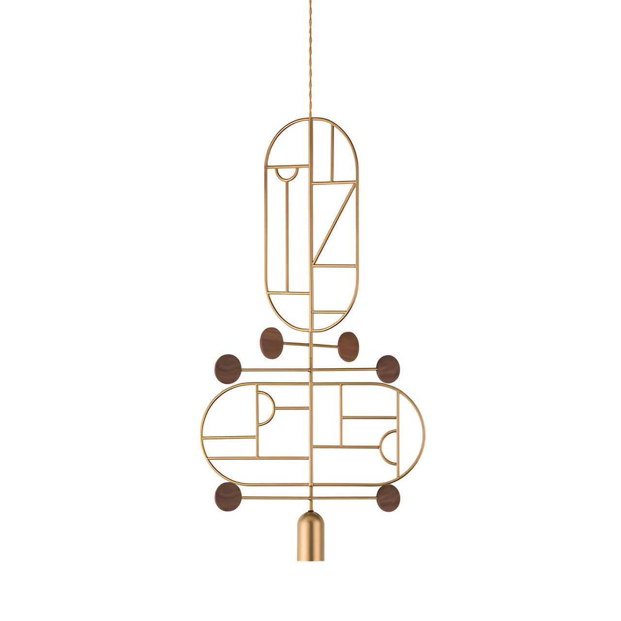 Wooden Dots Suspension Lamp: Oval with Stem + Vertical + Horizontal