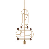 Wooden Dots Suspension Lamp: Oval with Stem + Vertical + Horizontal