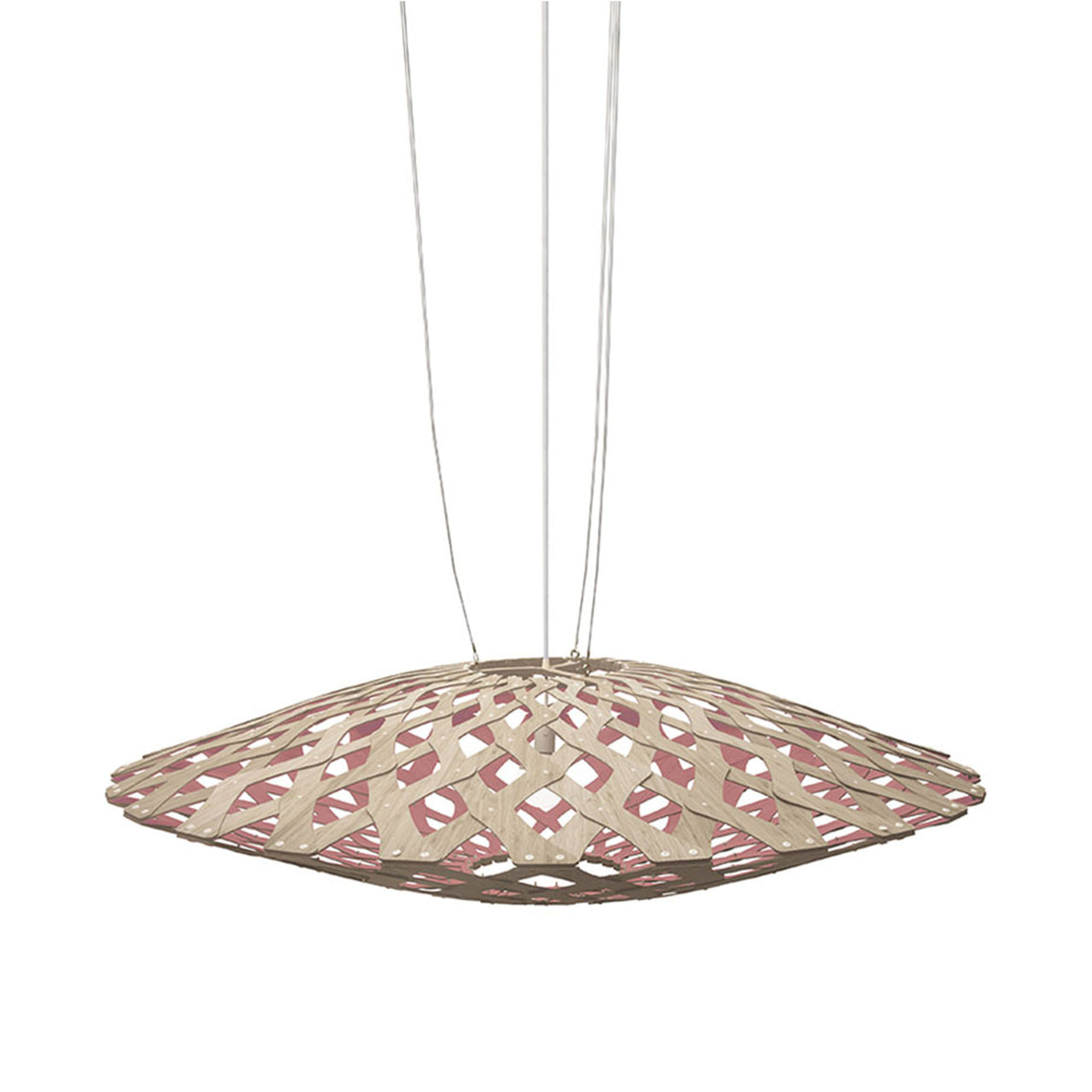 Flax Pendant Light: Large + Bamboo + Pink + White