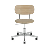 Co Task Chair with Castors: Seat Upholstered + Polished Aluminum + Natural Oak + Textile Category 0