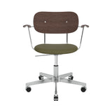 Co Task Armchair with Casters: Seat Upholstered + Polished Aluminum + Dark Stained Oak + ierra 0441