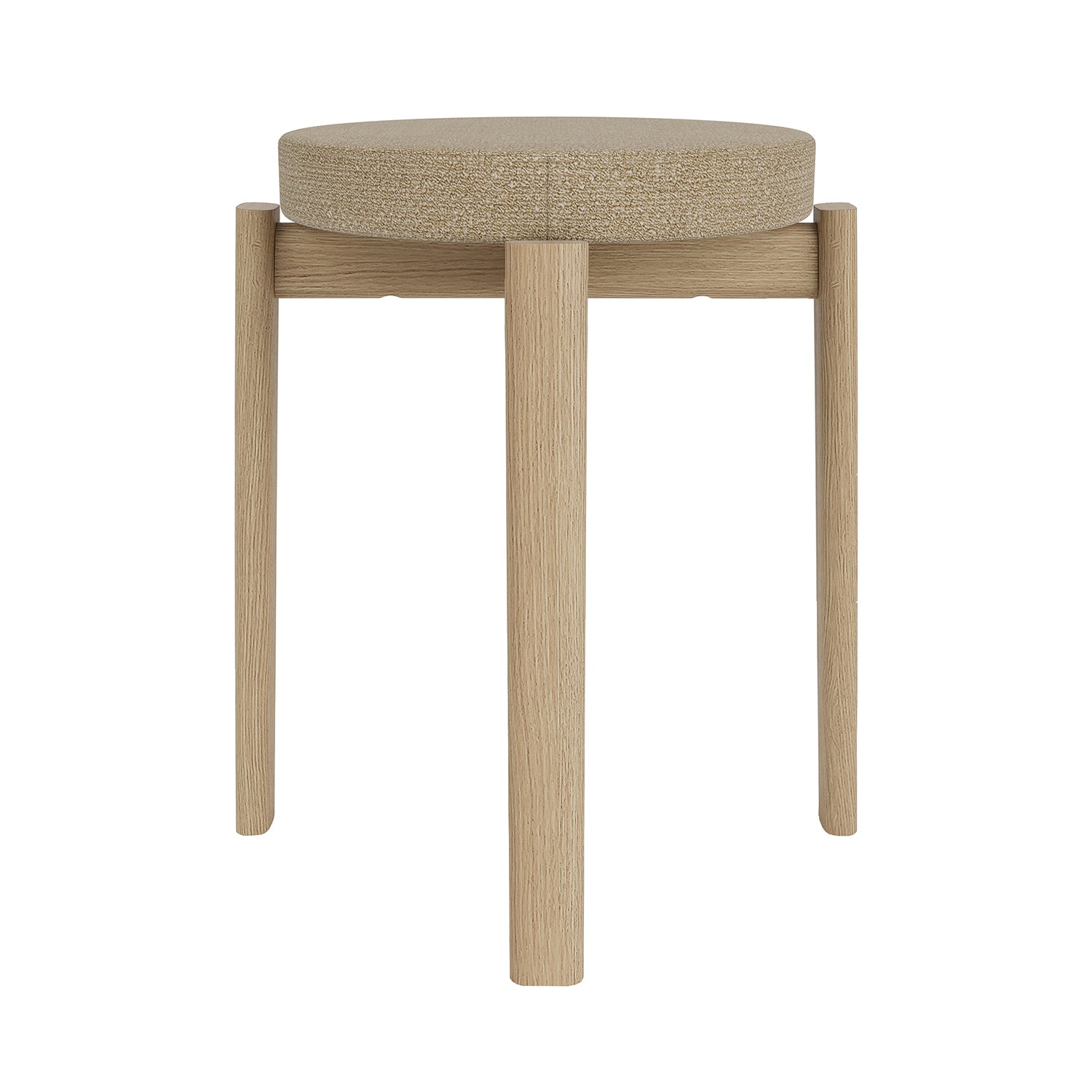 Passage Stool: Upholstered + Natural Oak + Boucle 02