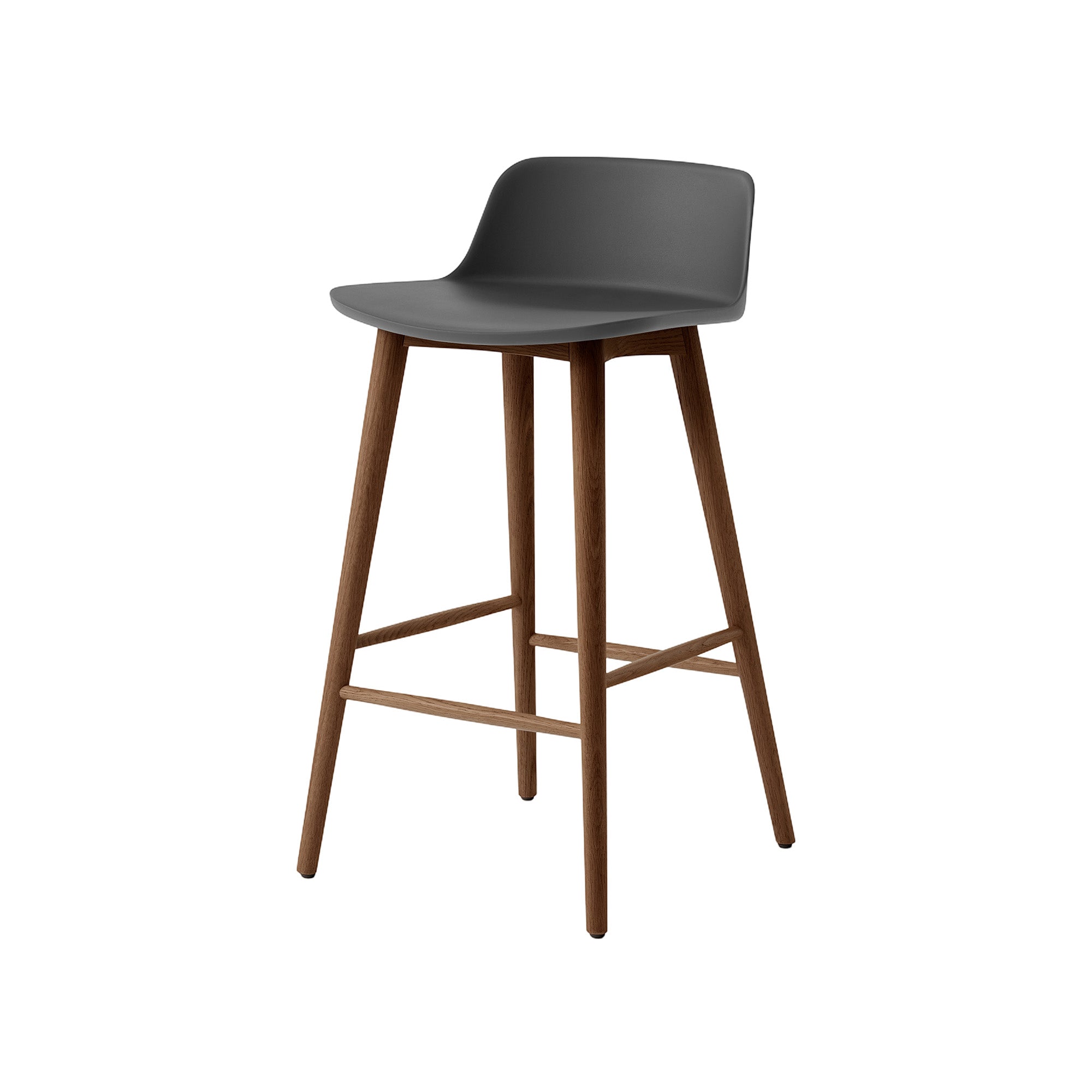 Rely Bar + Counter Lowback Chair: HW123 + HW118 + Counter (HW118) + Stone Grey + Walnut