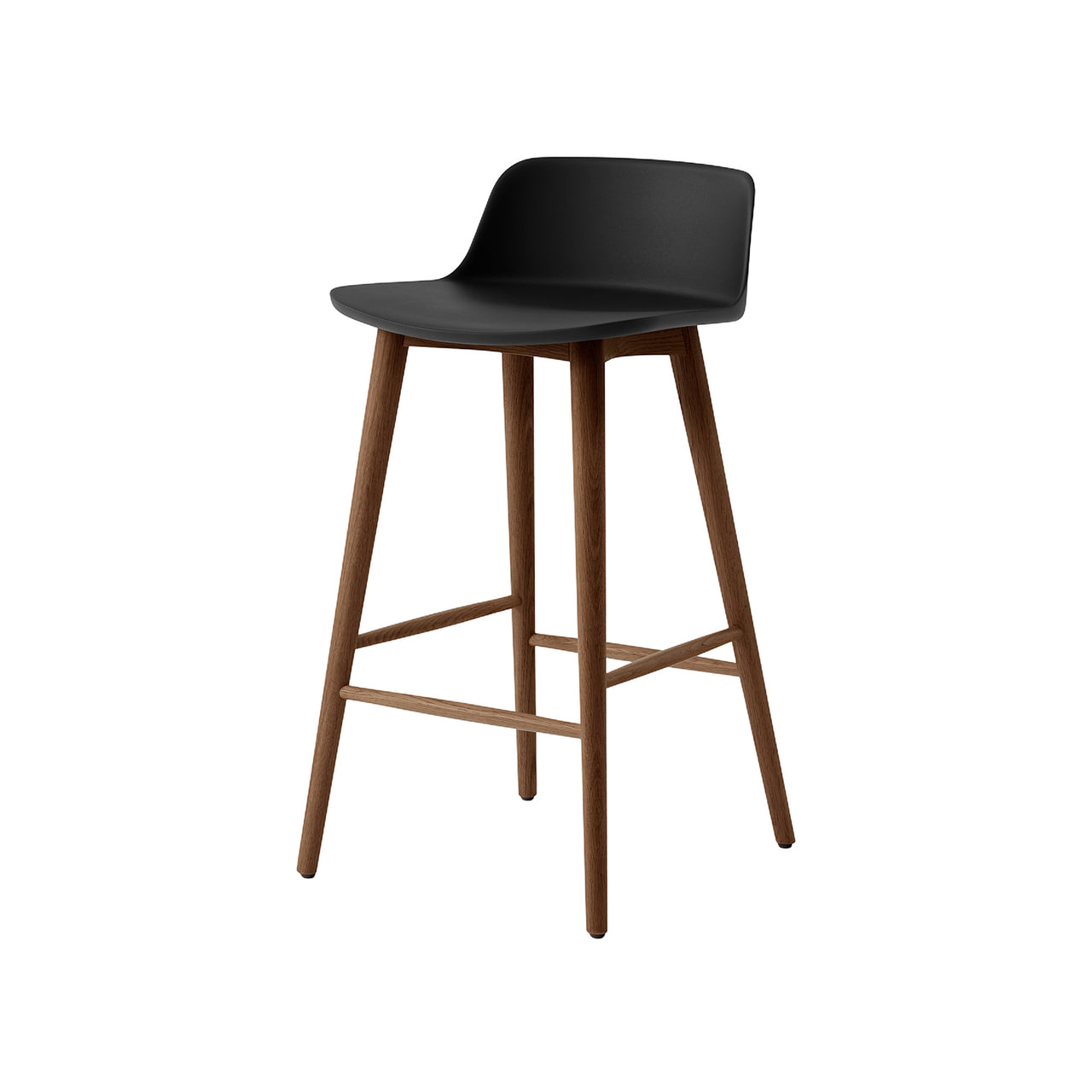 Rely Bar + Counter Lowback Chair: HW123 + HW118 + Counter (HW118) + Black + Walnut