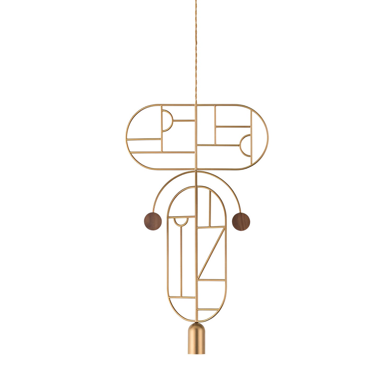 Wooden Dots Suspension Lamp: Oval with Stem + Horizontal + Vertical