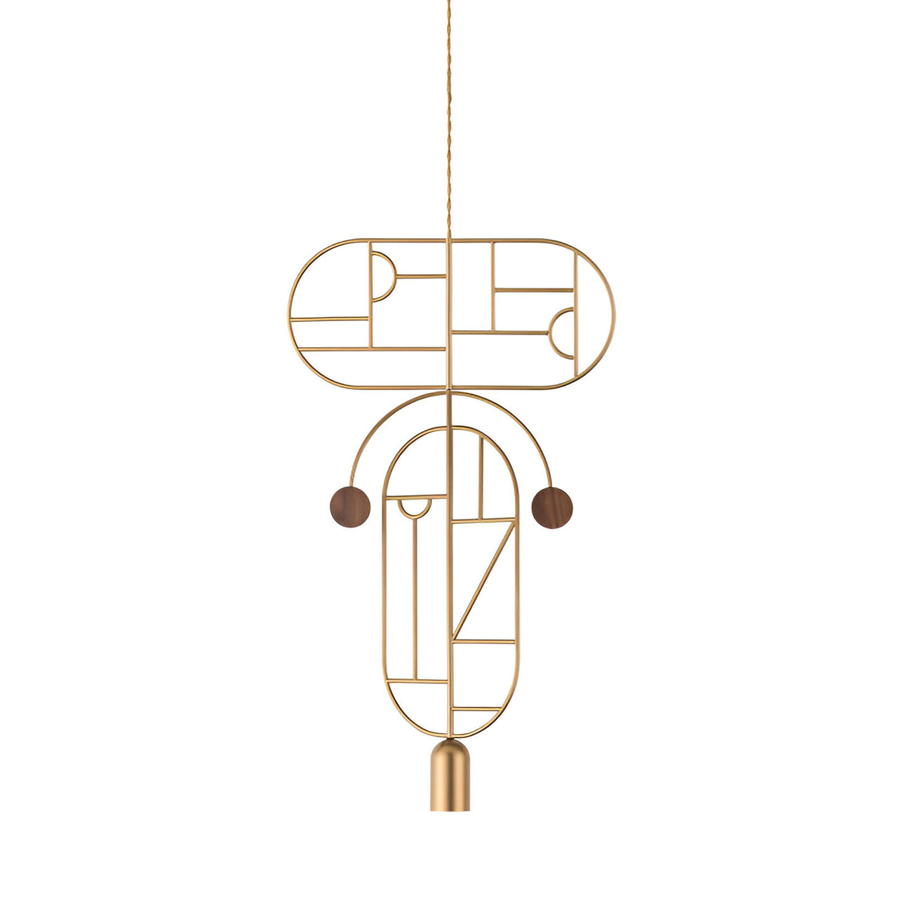 Wooden Dots Suspension Lamp: Oval with Stem + Horizontal + Vertical