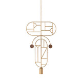 Wooden Dots Suspension Lamp: Oval with Stem + Horizontal + Vertical