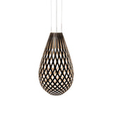 Kōura Pendant Light: Large + Black + Bamboo + White