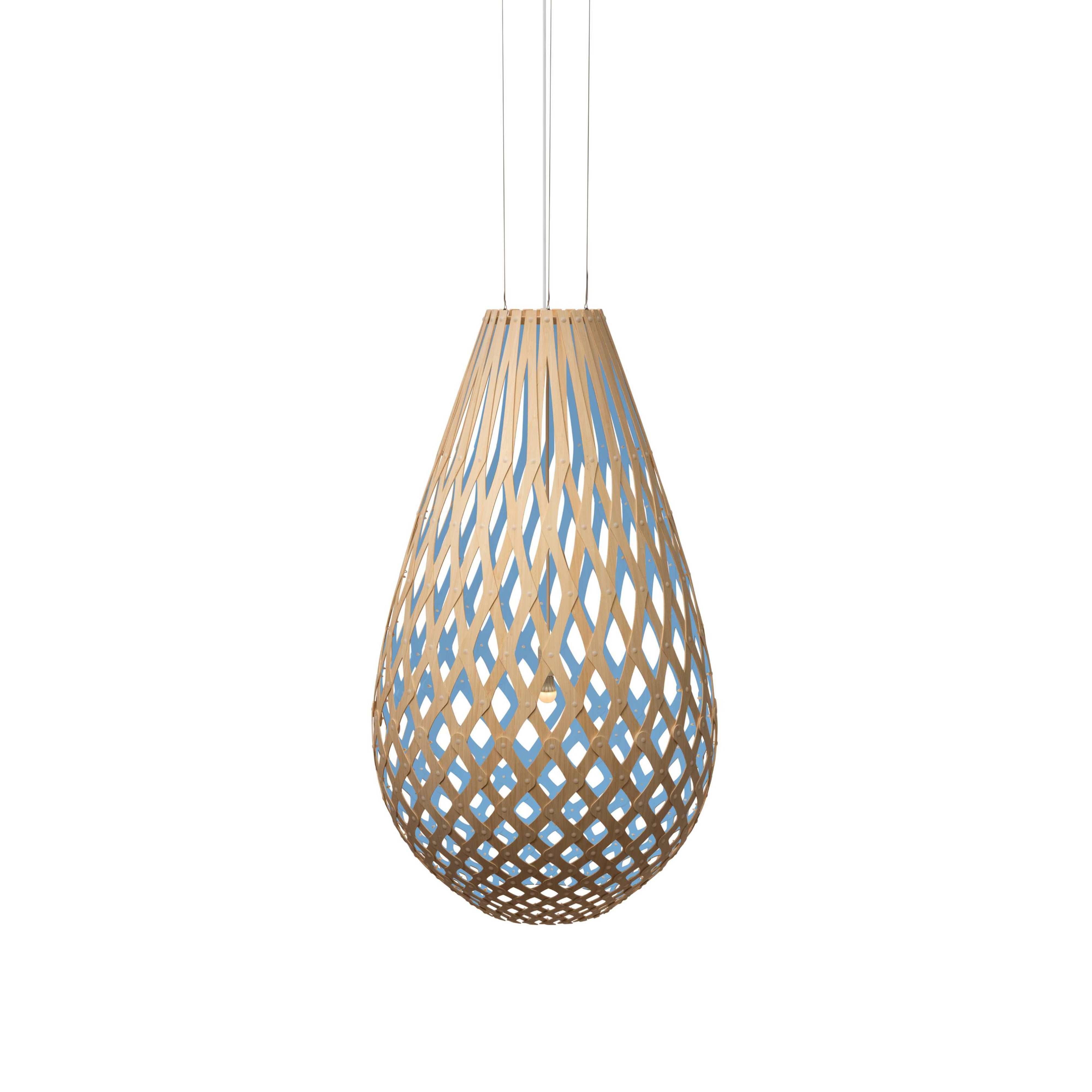 Kōura Pendant Light: Large + Bamboo + Blue + White