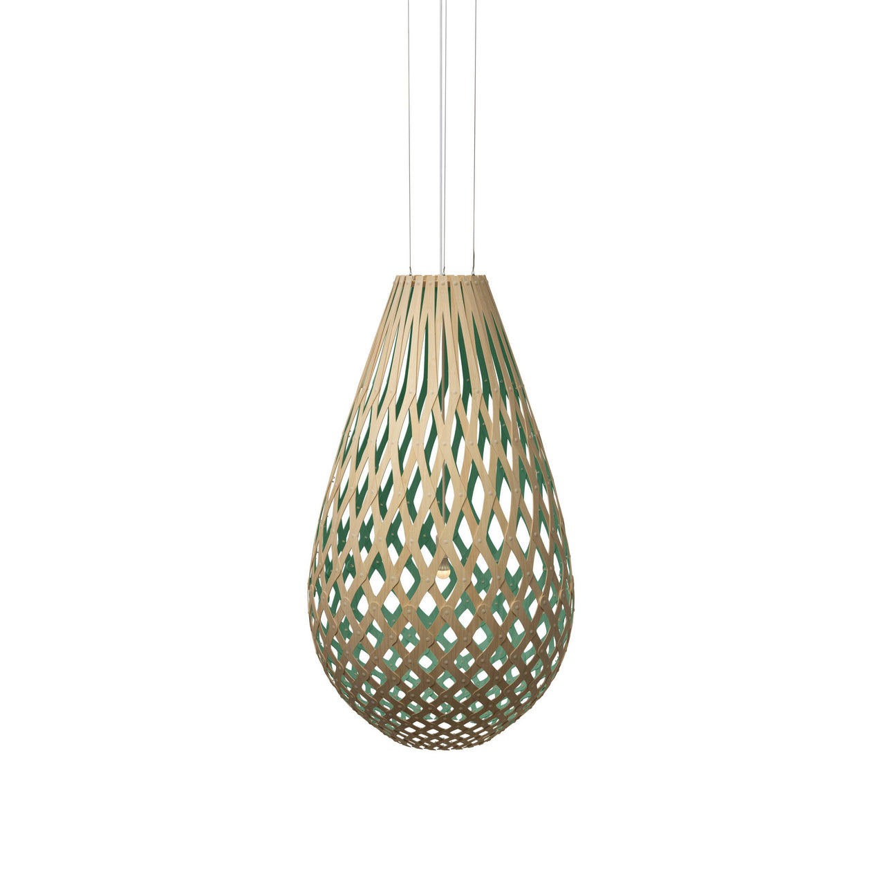 Kōura Pendant Light: Large + Bamboo + Aqua + White