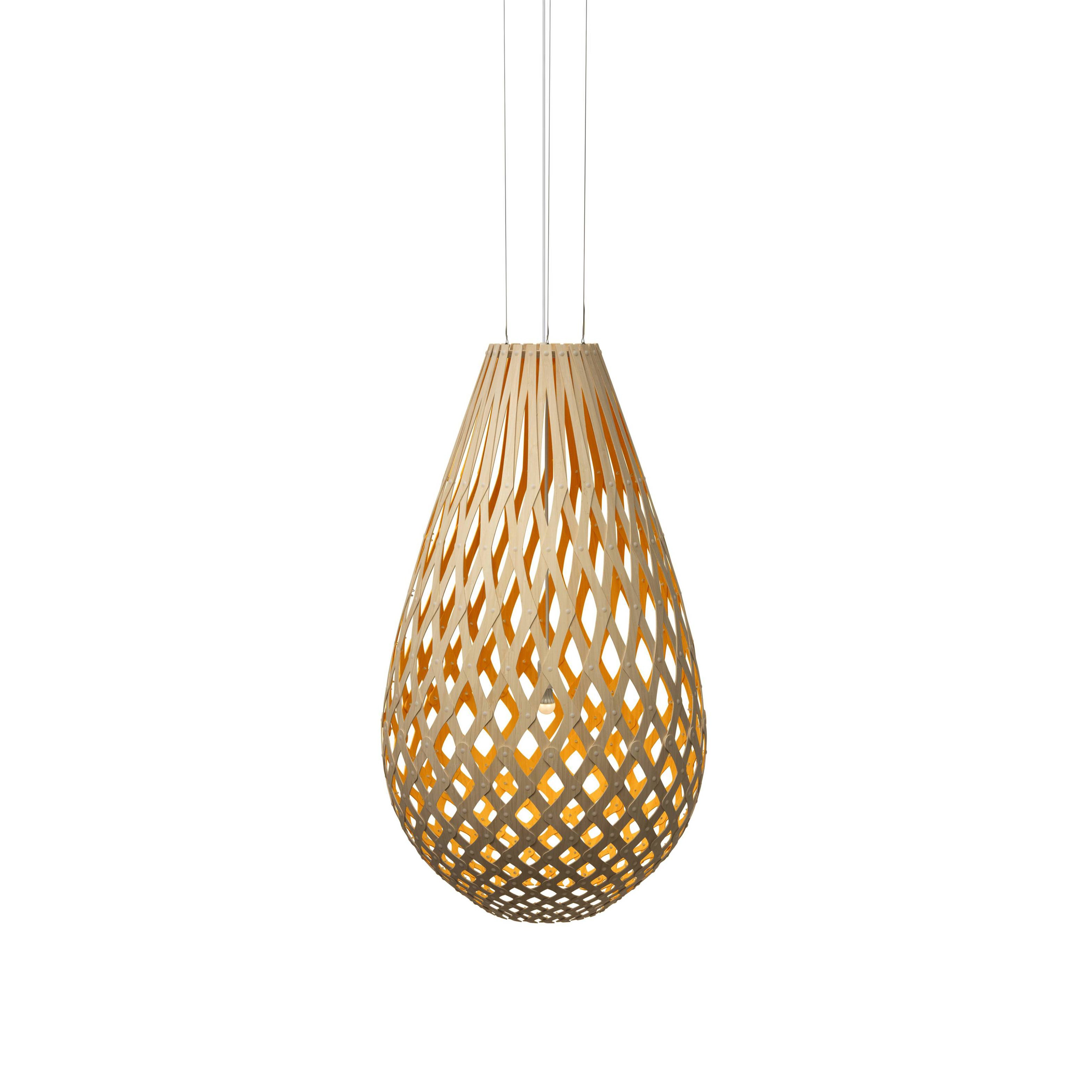 Kōura Pendant Light: Large + Bamboo + Orange + White