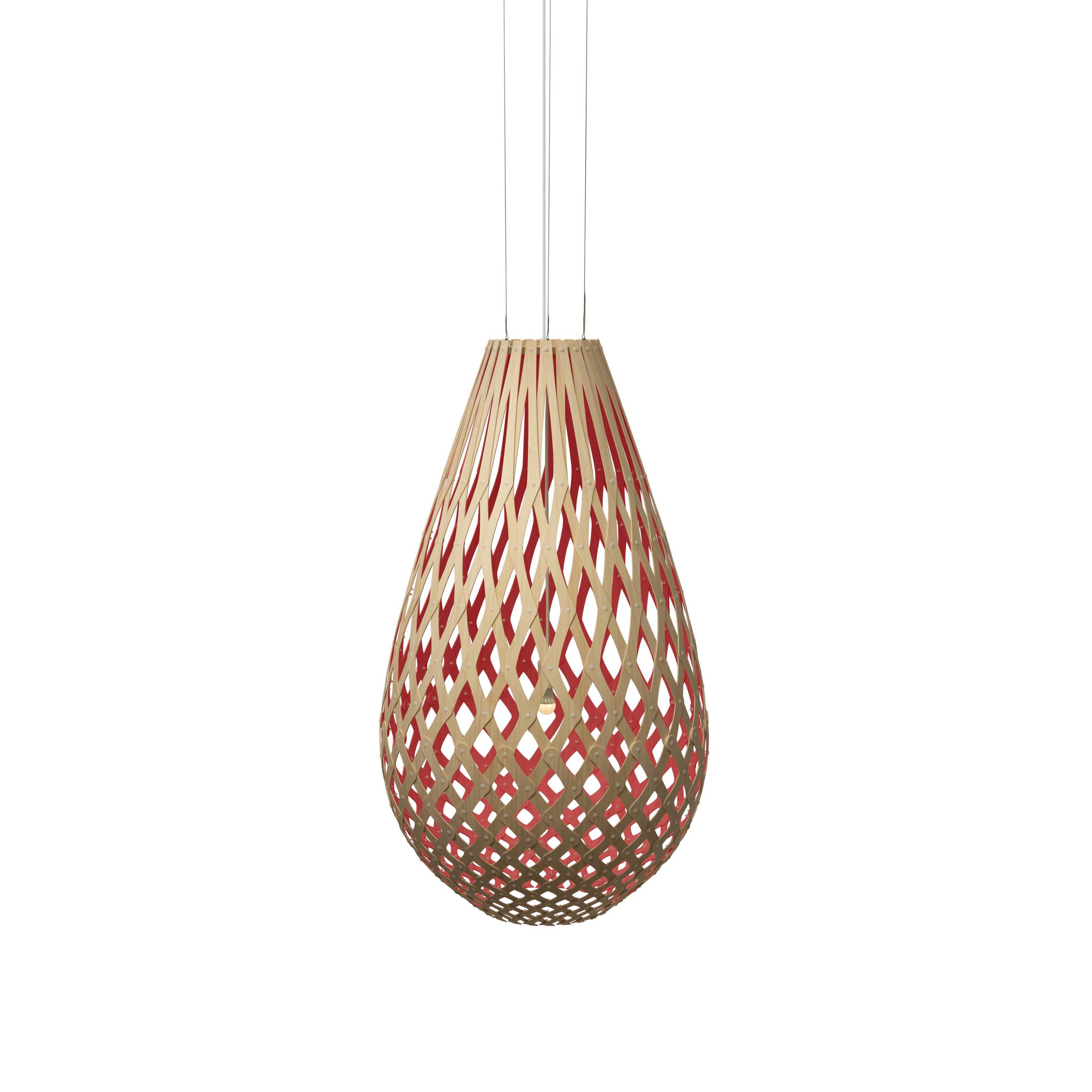 Kōura Pendant Light: Large + Bamboo + Red + White