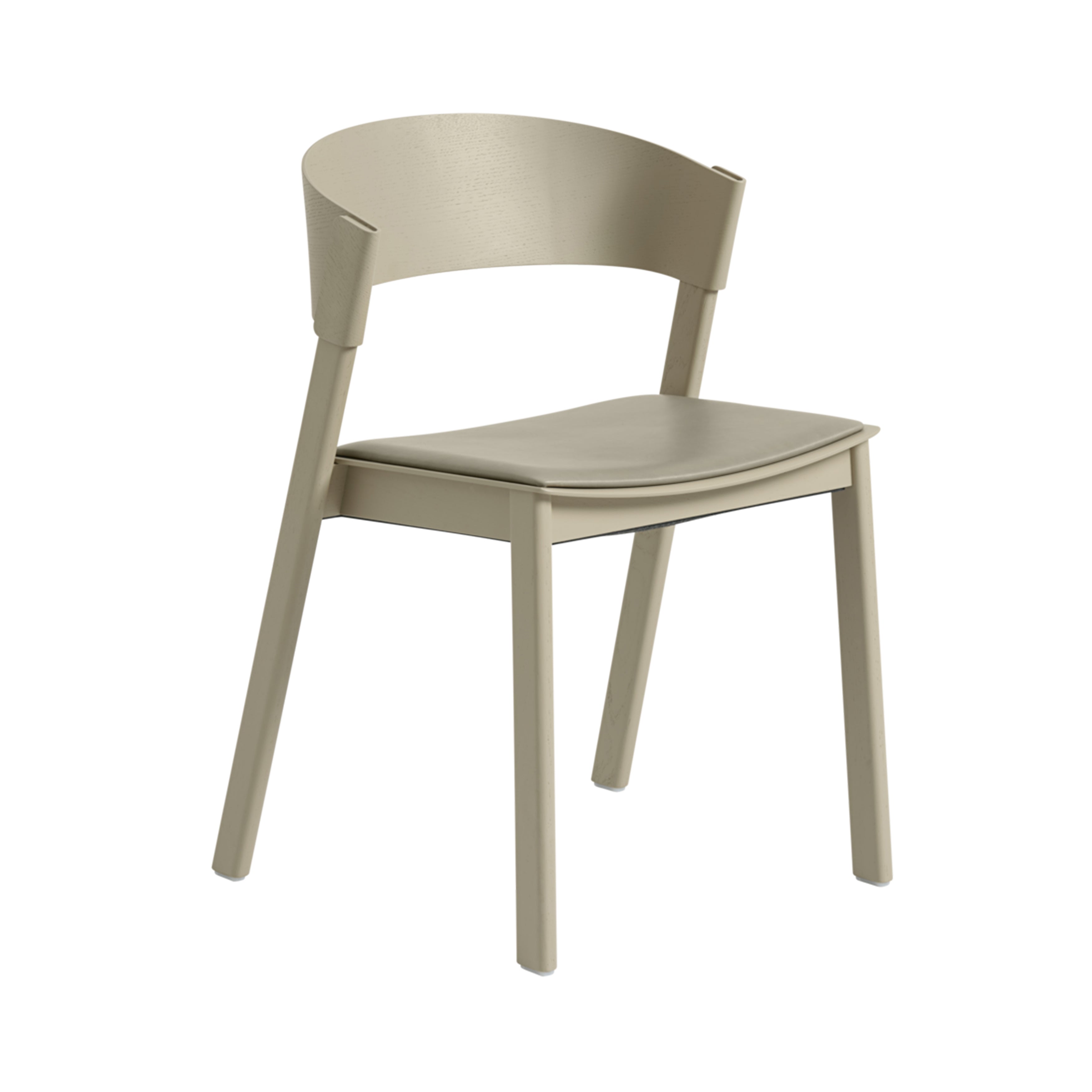 Cover Side Chair: Upholstered + Dark Beige + Refine Leather Stone