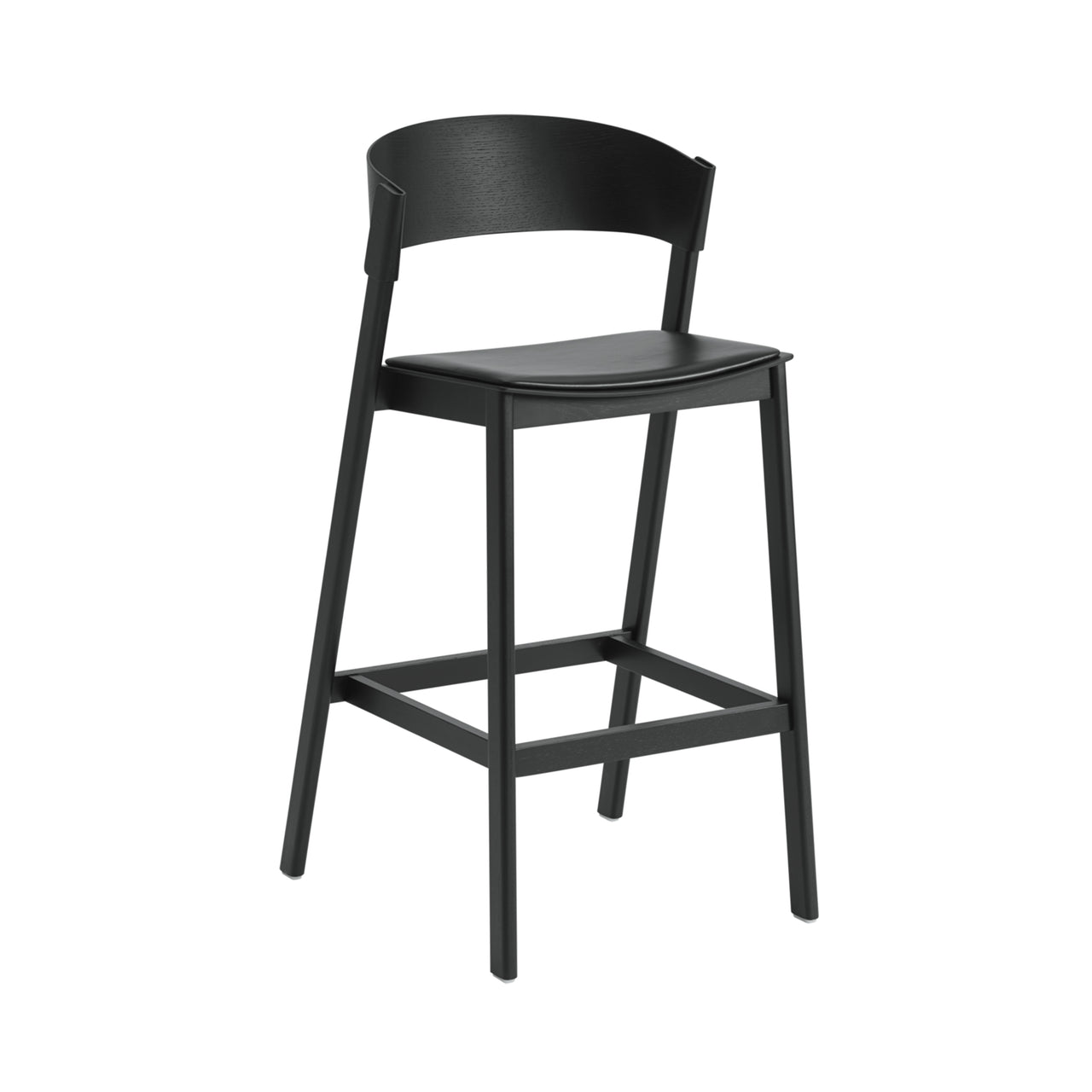 Cover Bar + Counter Stool: Upholstered + Bar + Black + Refine Leather Black