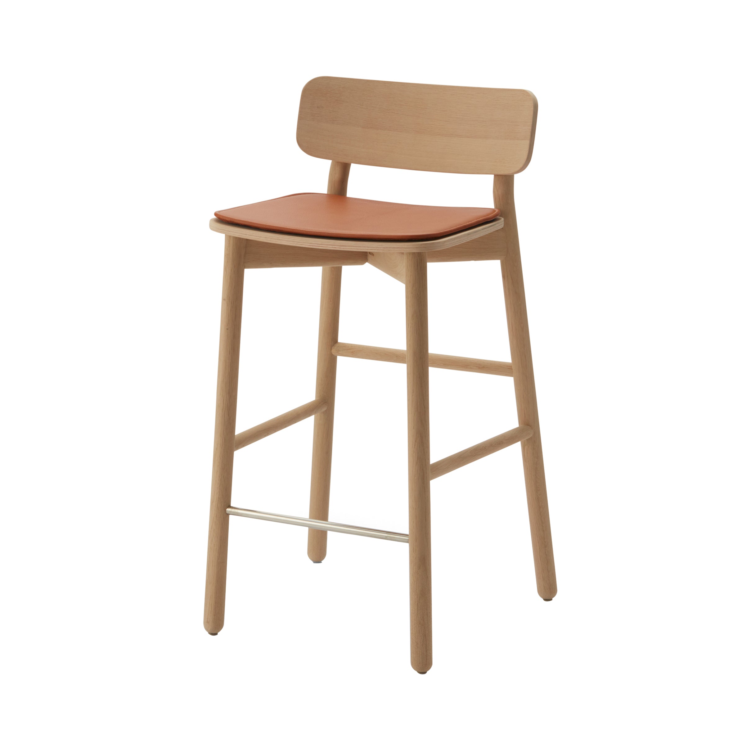 Hven Bar Stool: Stainless Steel Oak + With Cushion