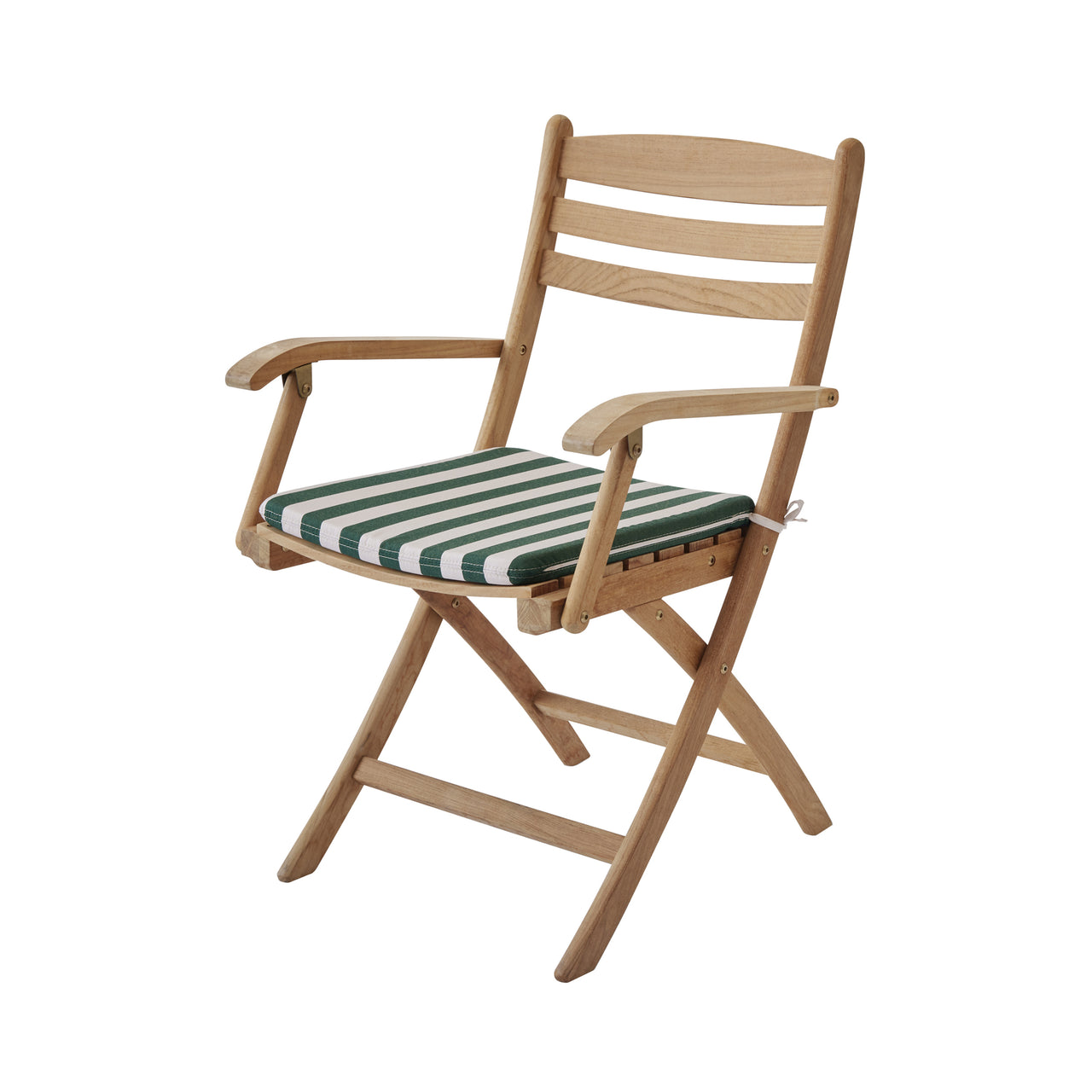 Selandia Armchair: With Light Apricot + Dark Green Stripe Cushion