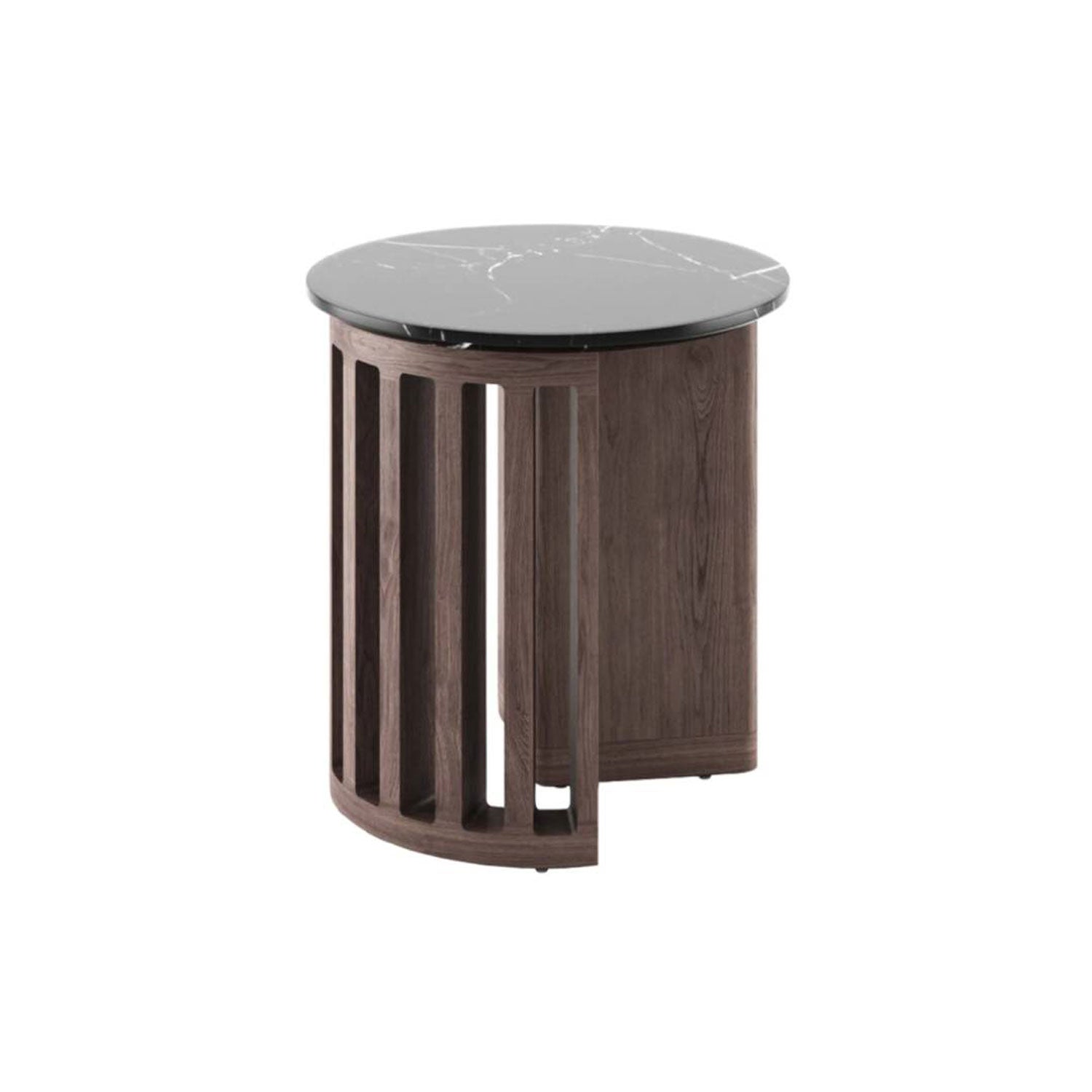 William Gray Eclipse Side Table: Dark Brown Oak + Black Marquina