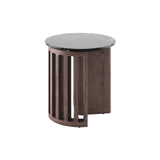 William Gray Eclipse Side Table: Dark Brown Oak + Black Marquina