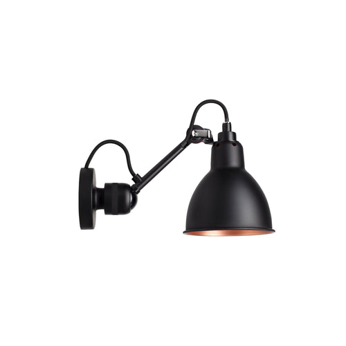 Lampe Gras N°304 Wall Lamp: Black + Black + Copper + Round