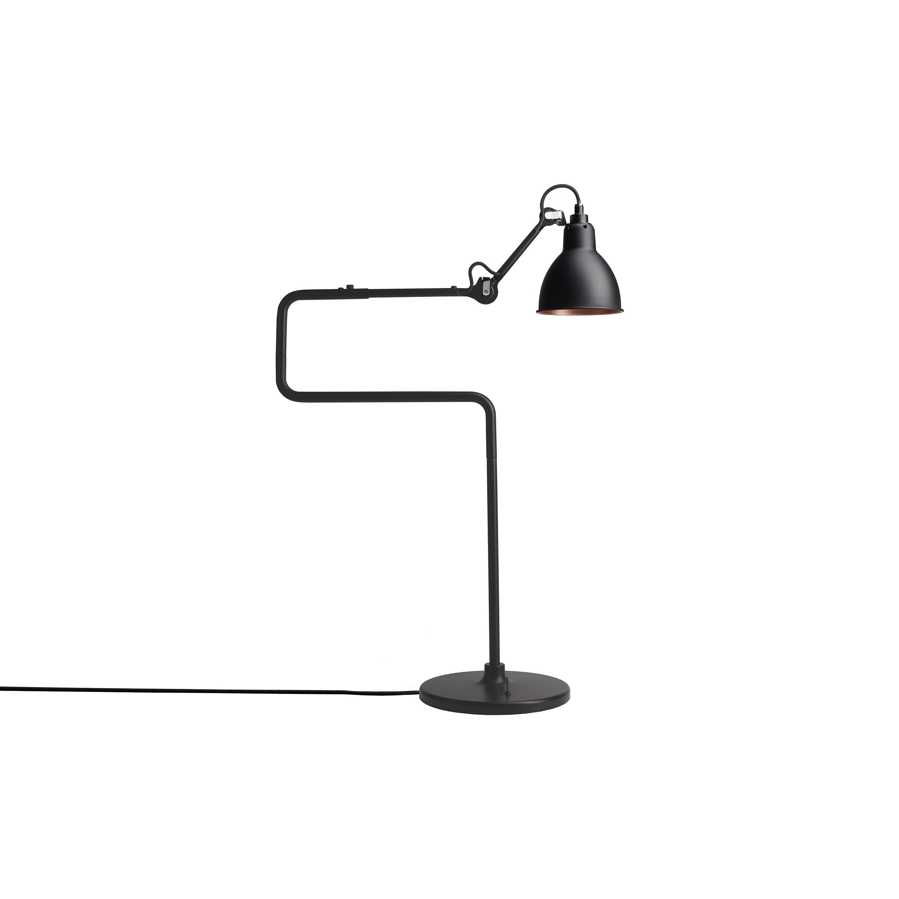 Lampe Gras N° 317 Table Lamp: Black + Copper + Round