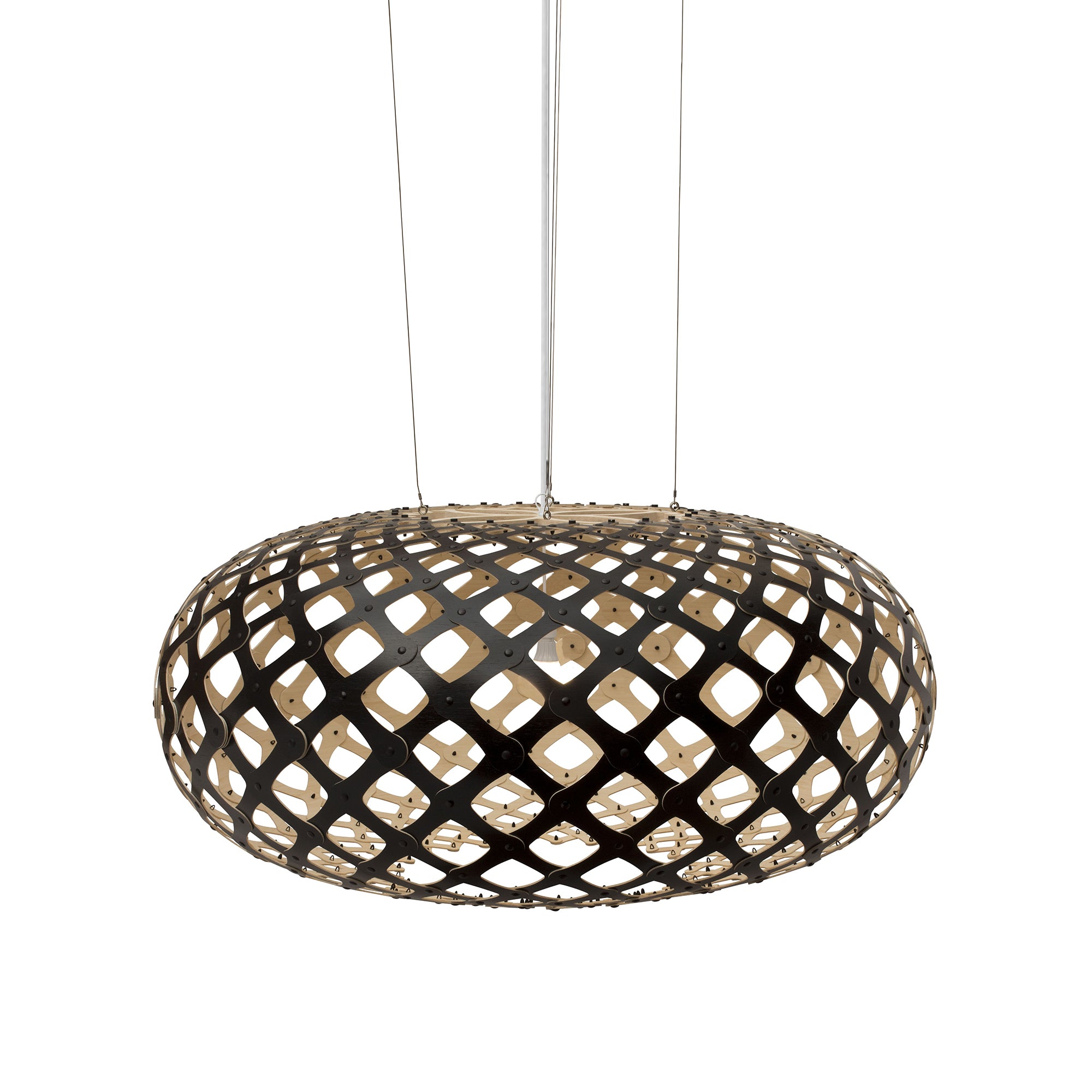 Kina Pendant Light: Large + Black + Bamboo + White