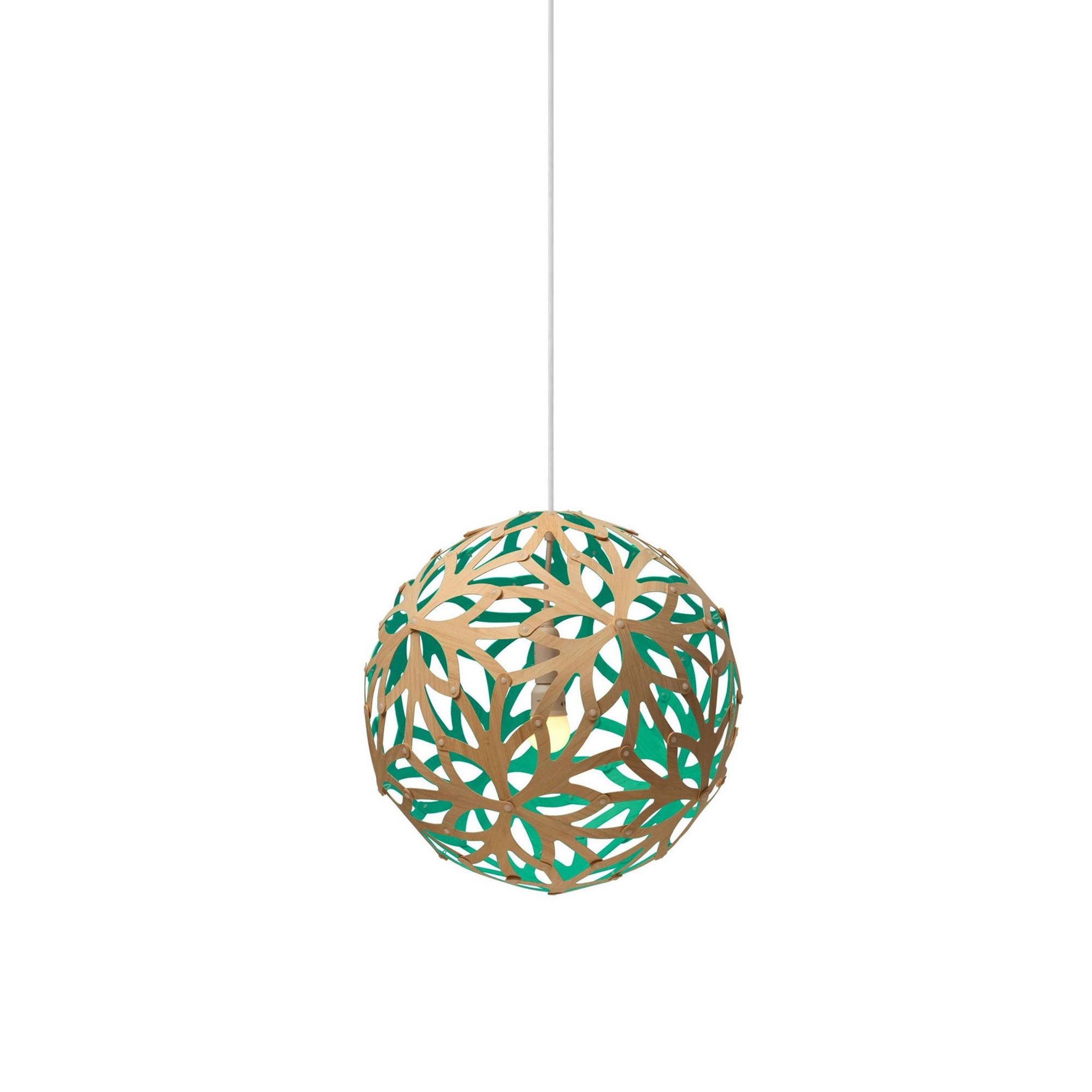 Floral Pendant Light: Extra Small + Bamboo + Aqua + White