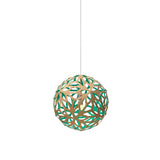 Floral Pendant Light: Extra Small + Bamboo + Aqua + White