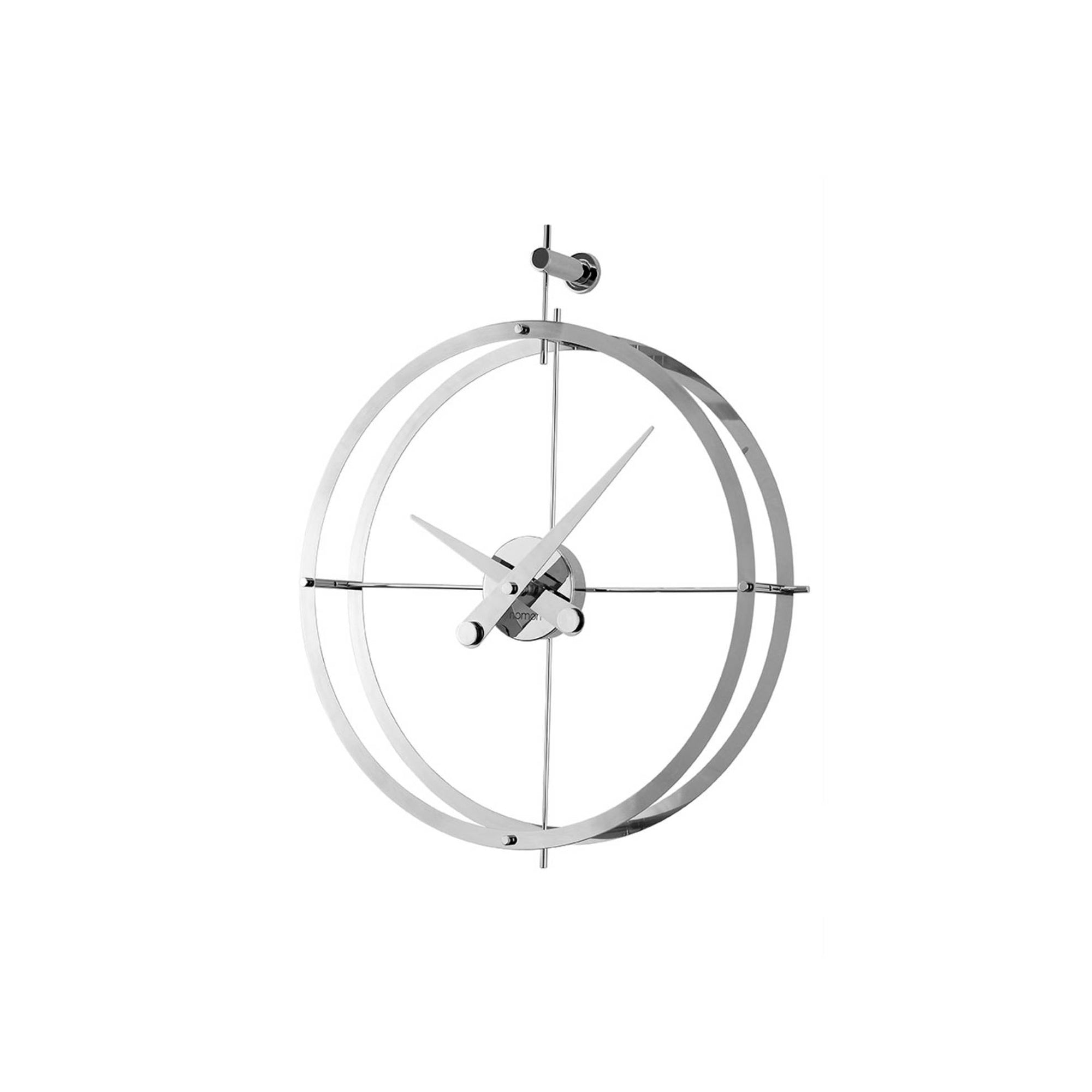 Dos Puntos Wall Clock: Stainless Steel + Chromed Brass