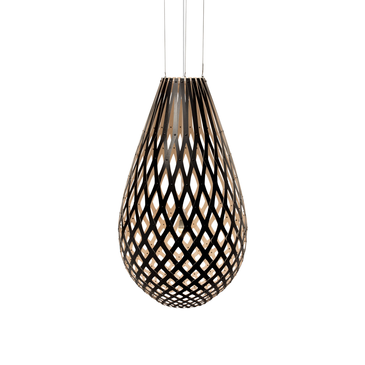 Kōura Pendant Light: Extra Large+ Black + Bamboo + White