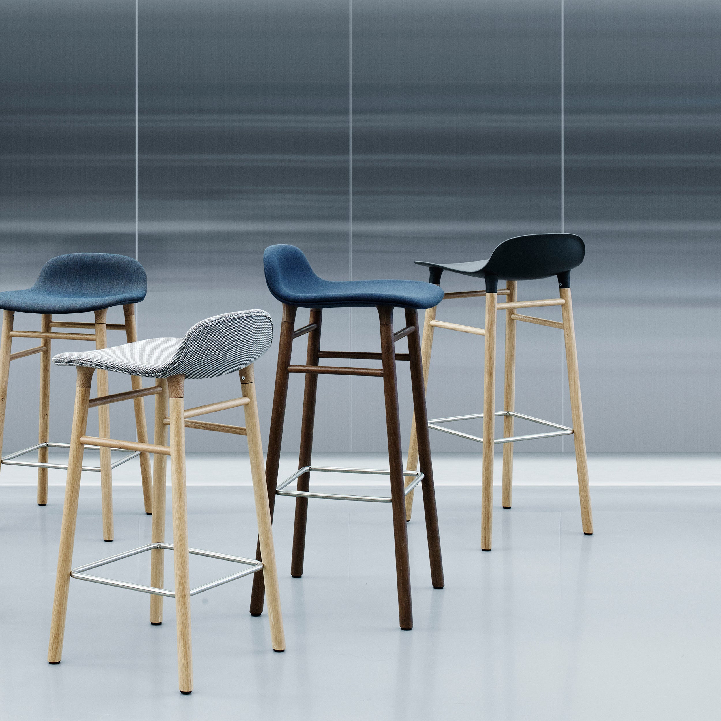 Form Bar + Counter Stool: Walnut Base + Upholstered