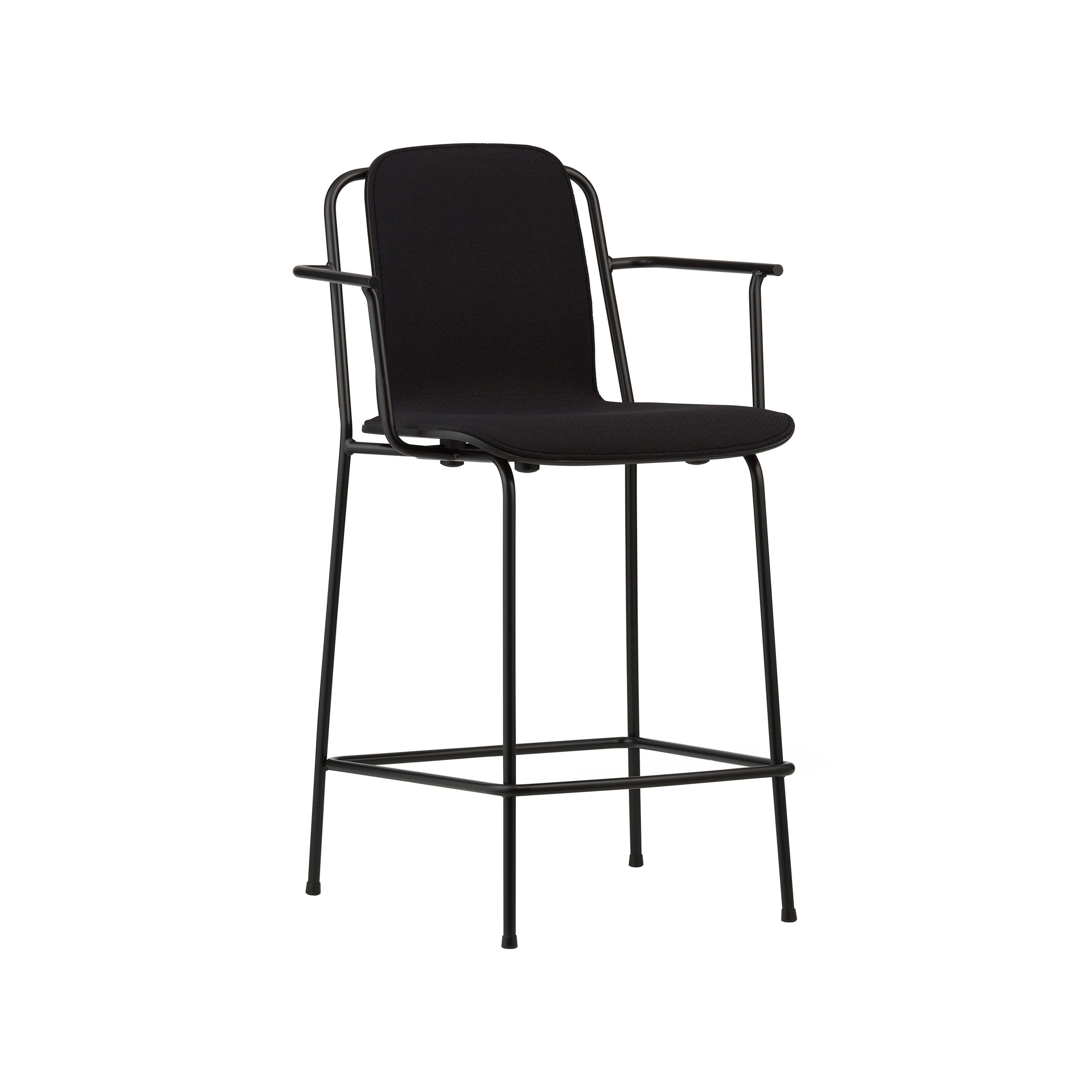 Studio Bar + Counter Armchair: Front Upholstered + Counter + Black