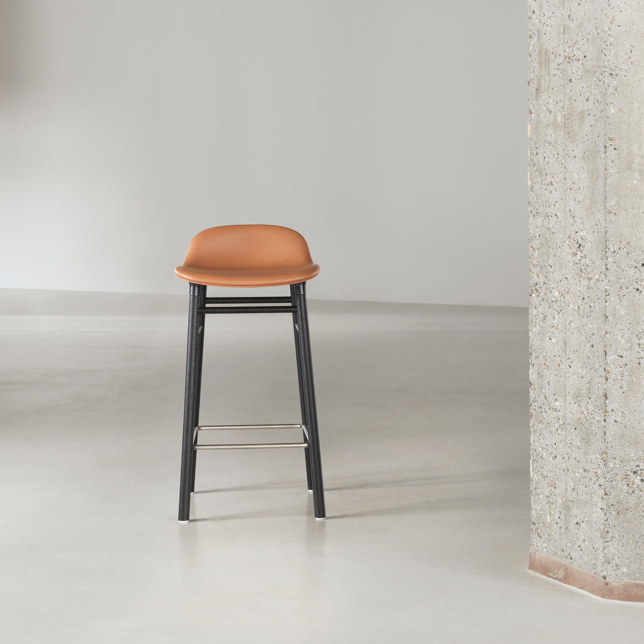 Form Bar + Counter Stool: Black Oak Base + Upholstered