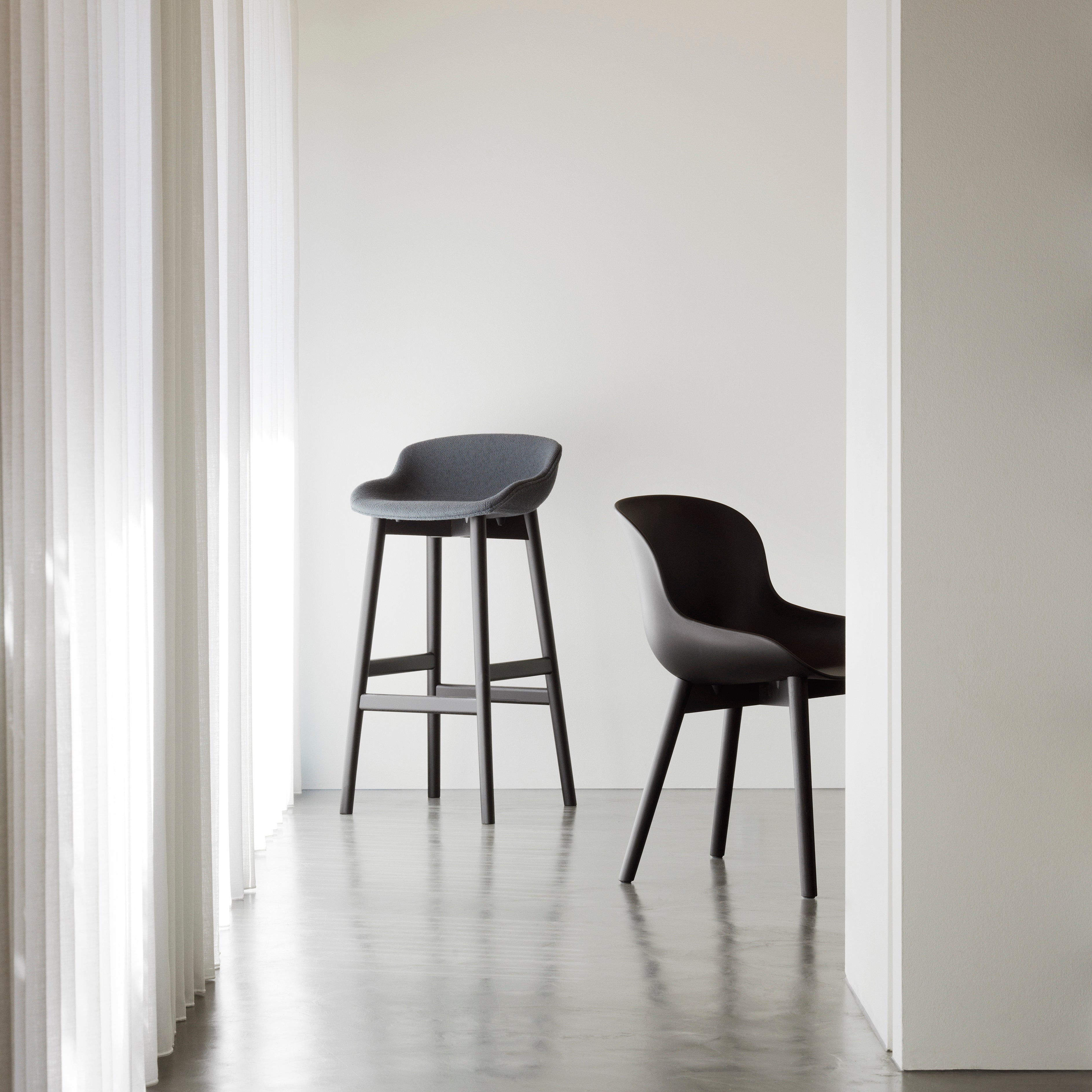 Hyg Counter Stool: Wood Base + Full Upholstered