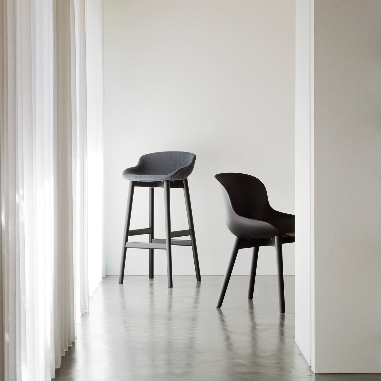 Hyg Counter Stool: Wood Base + Full Upholstered