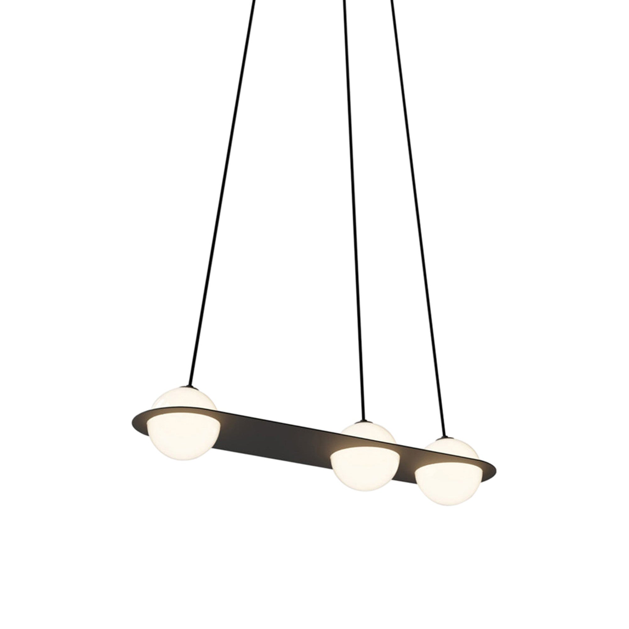 Laurent 07 Suspension Lamp: Textured Black + Black + Angled Wires