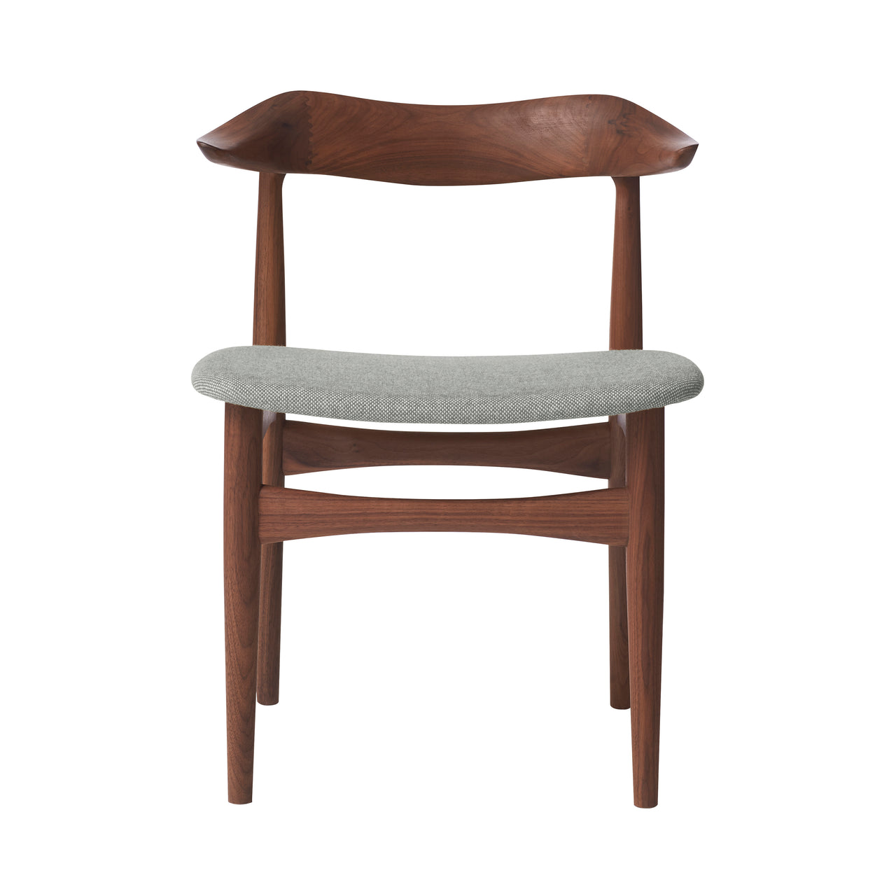 Cow Horn Dining Chair: Oiled Solid Walnut + Hallingdal 116