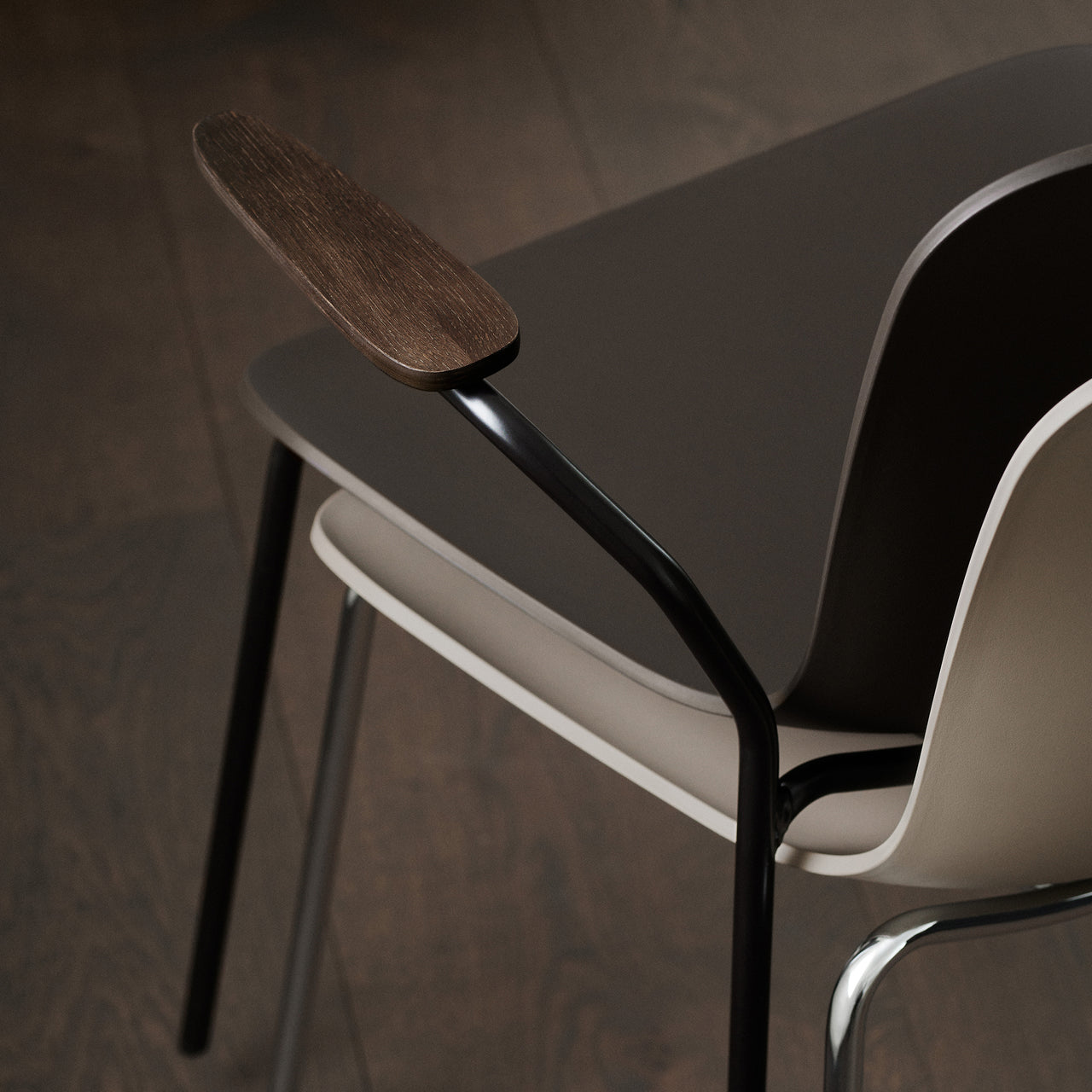 Langue Stacking Chair with Armrest