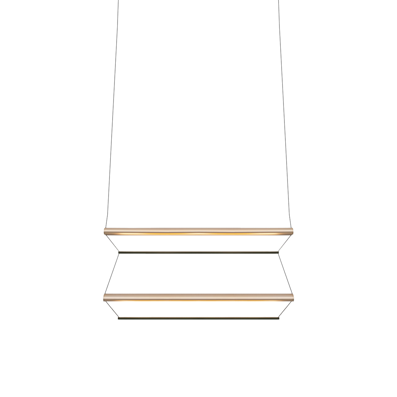 Tier 100 Vertical Pendant Light: 2V + Anodized Gold + Emerald
