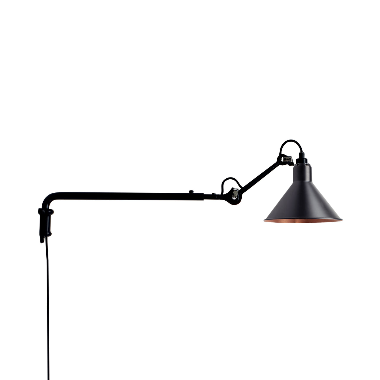 Lampe Gras N°203 Lamp: Black + Copper + Conic 