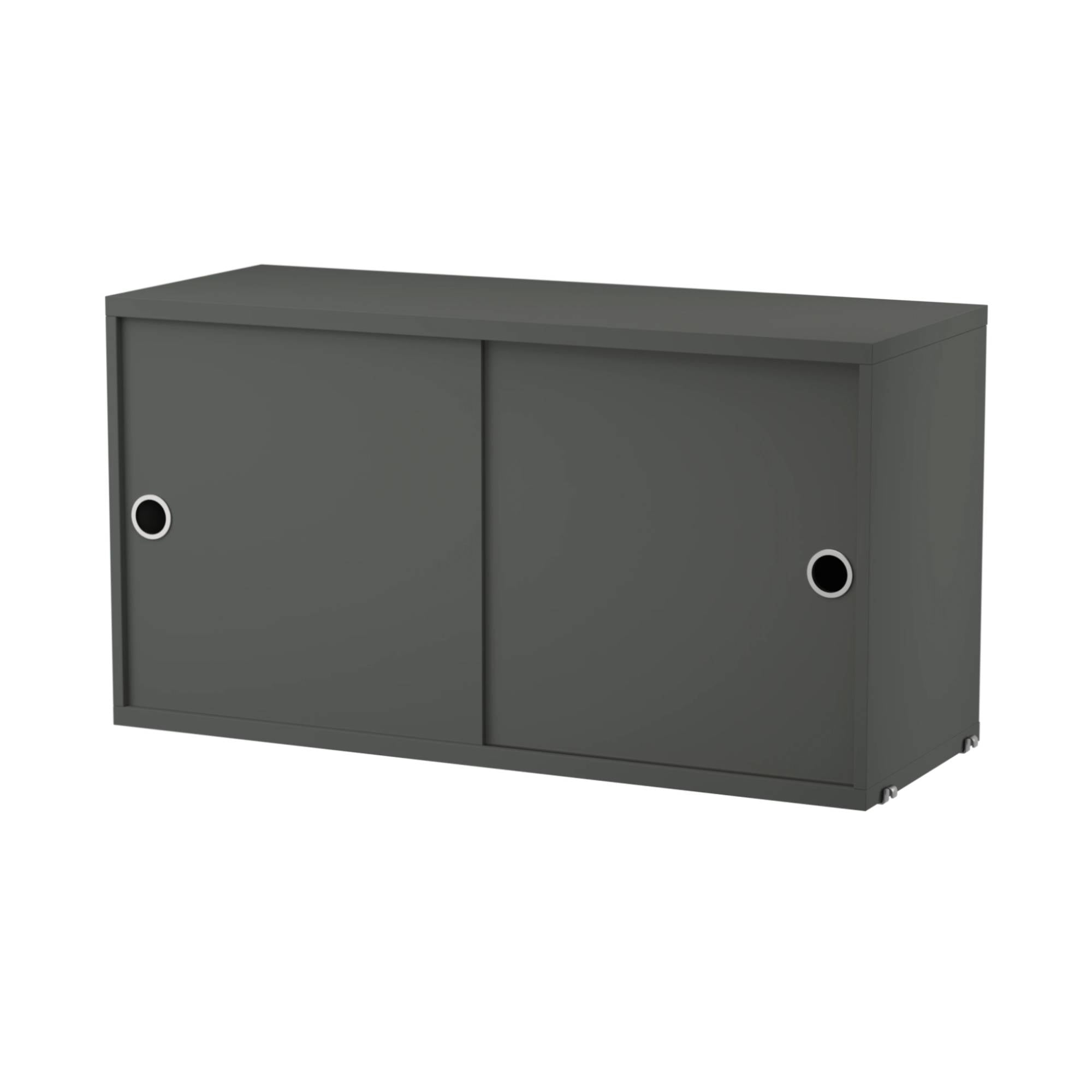 String System: Cabinet with Sliding Doors + Dark Grey