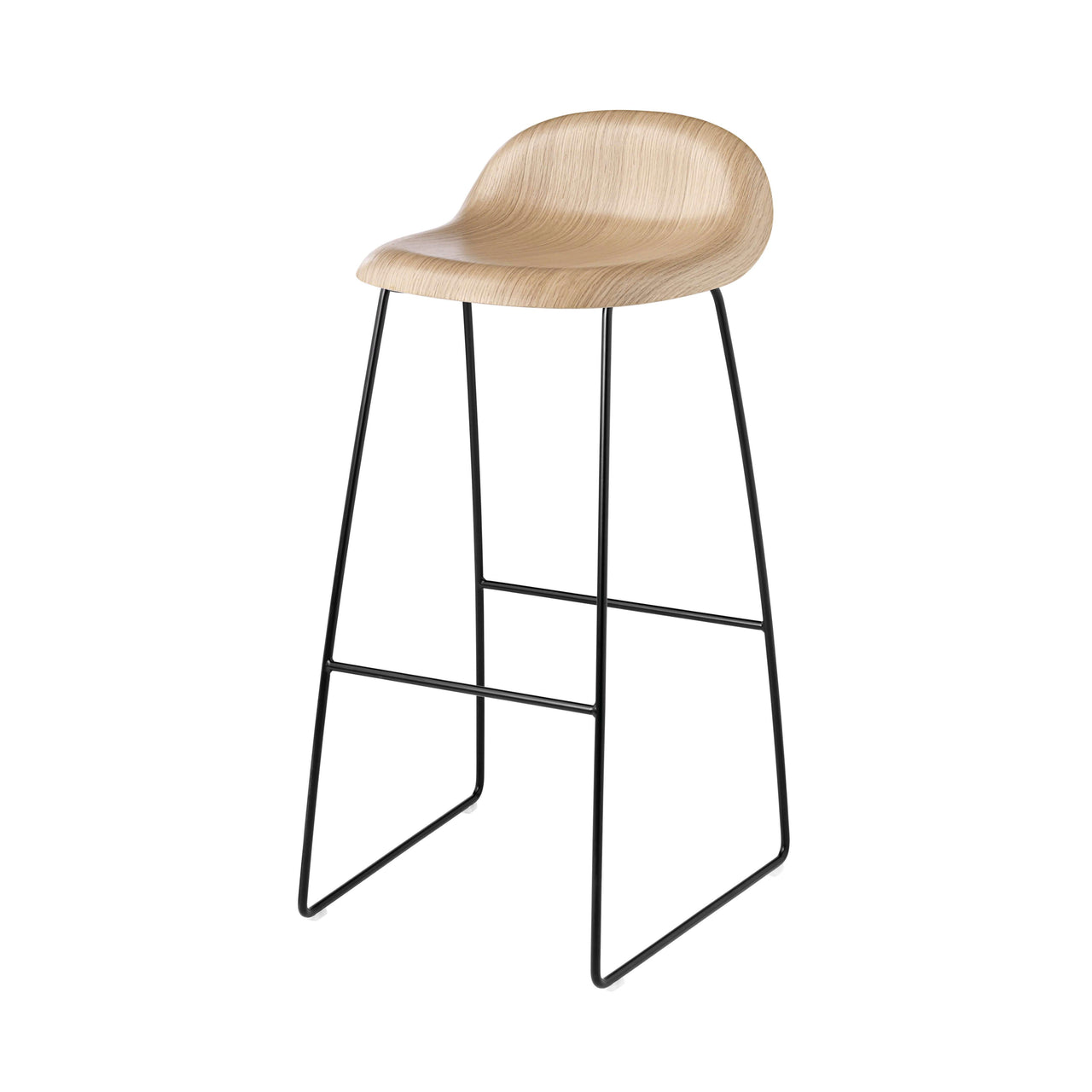 3D Bar + Counter Stool: Sledge Base + Bar + Oak + Black Semi Matt + Plastic Glides