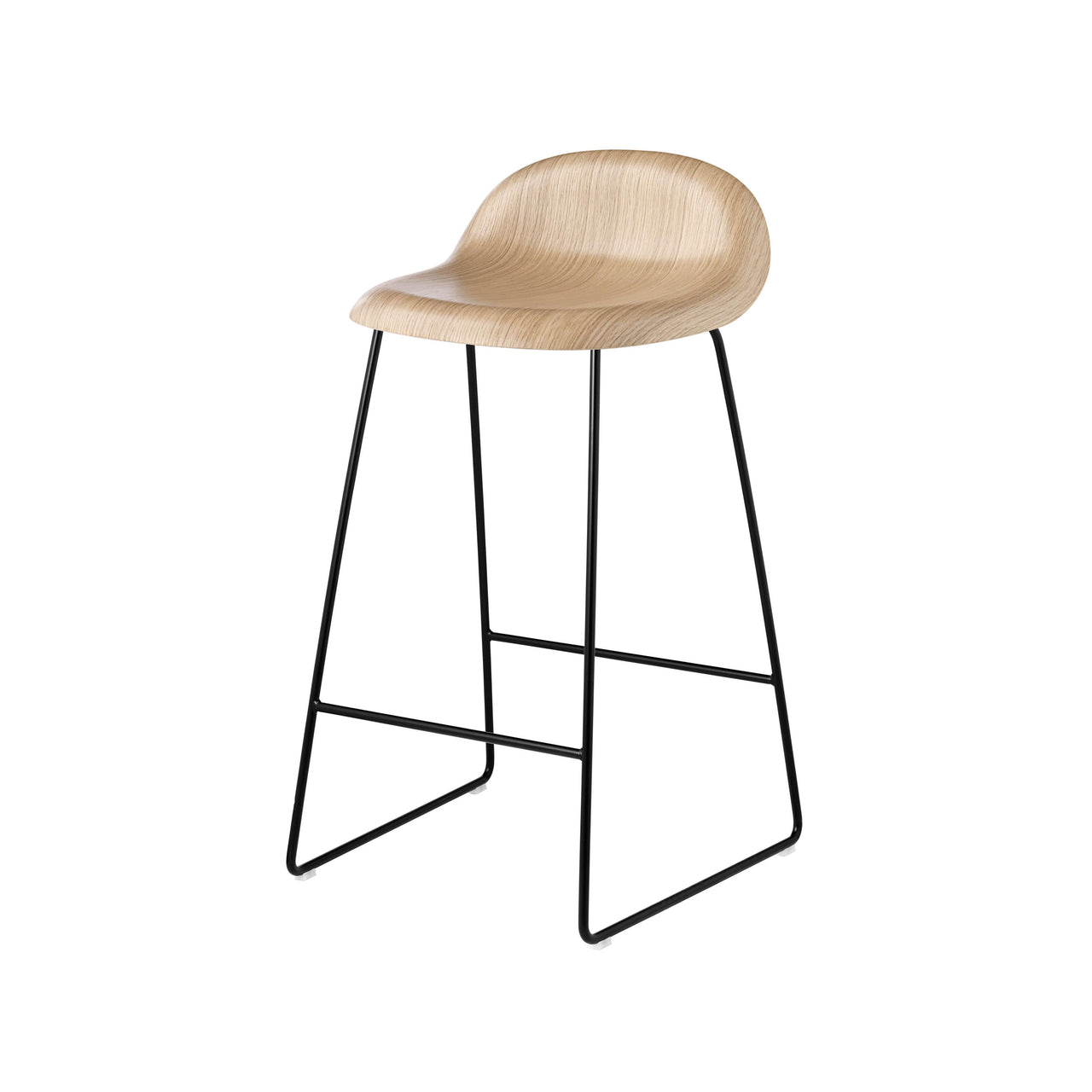 3D Bar + Counter Stool: Sledge Base + Counter + Oak + Black Semi Matt