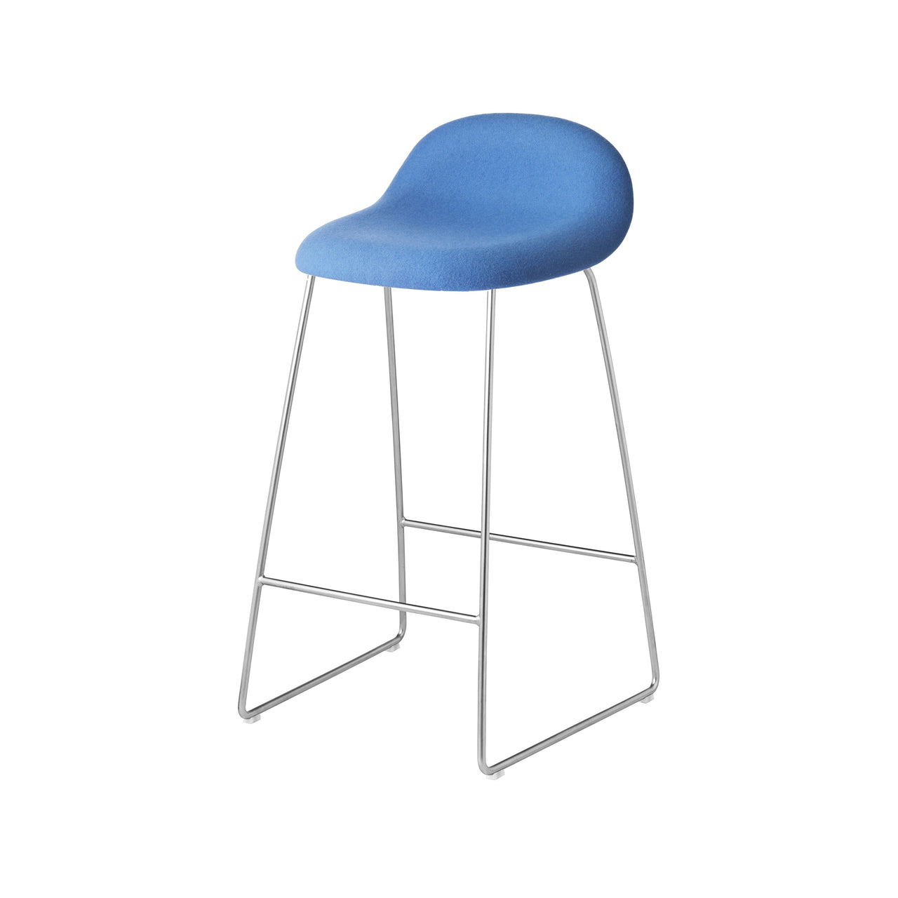 3D Bar + Counter Stool: Sledge Base + Full Upholstered + Counter + Polished Stainless Steel