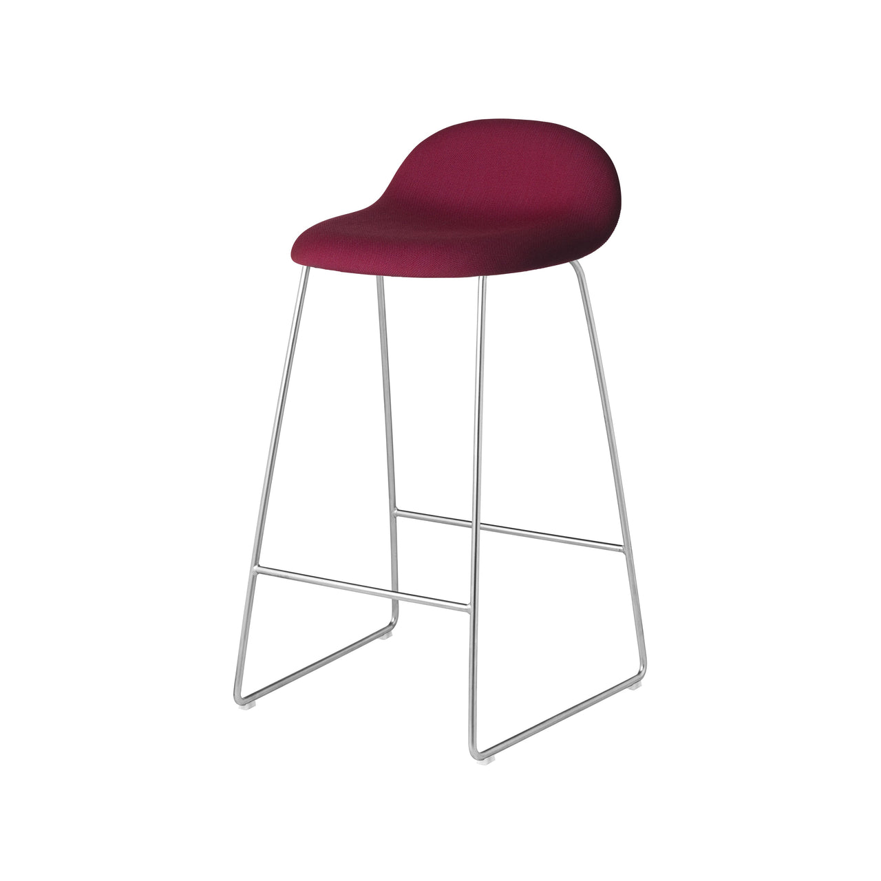 3D Bar + Counter Stool: Sledge Base + Full Upholstered + Counter + Polished Stainless Steel