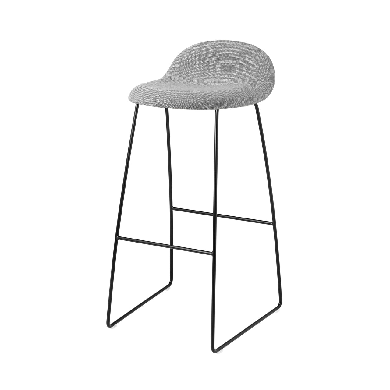 3D Bar + Counter Stool: Sledge Base + Full Upholstered + Bar + Black Semi Matt