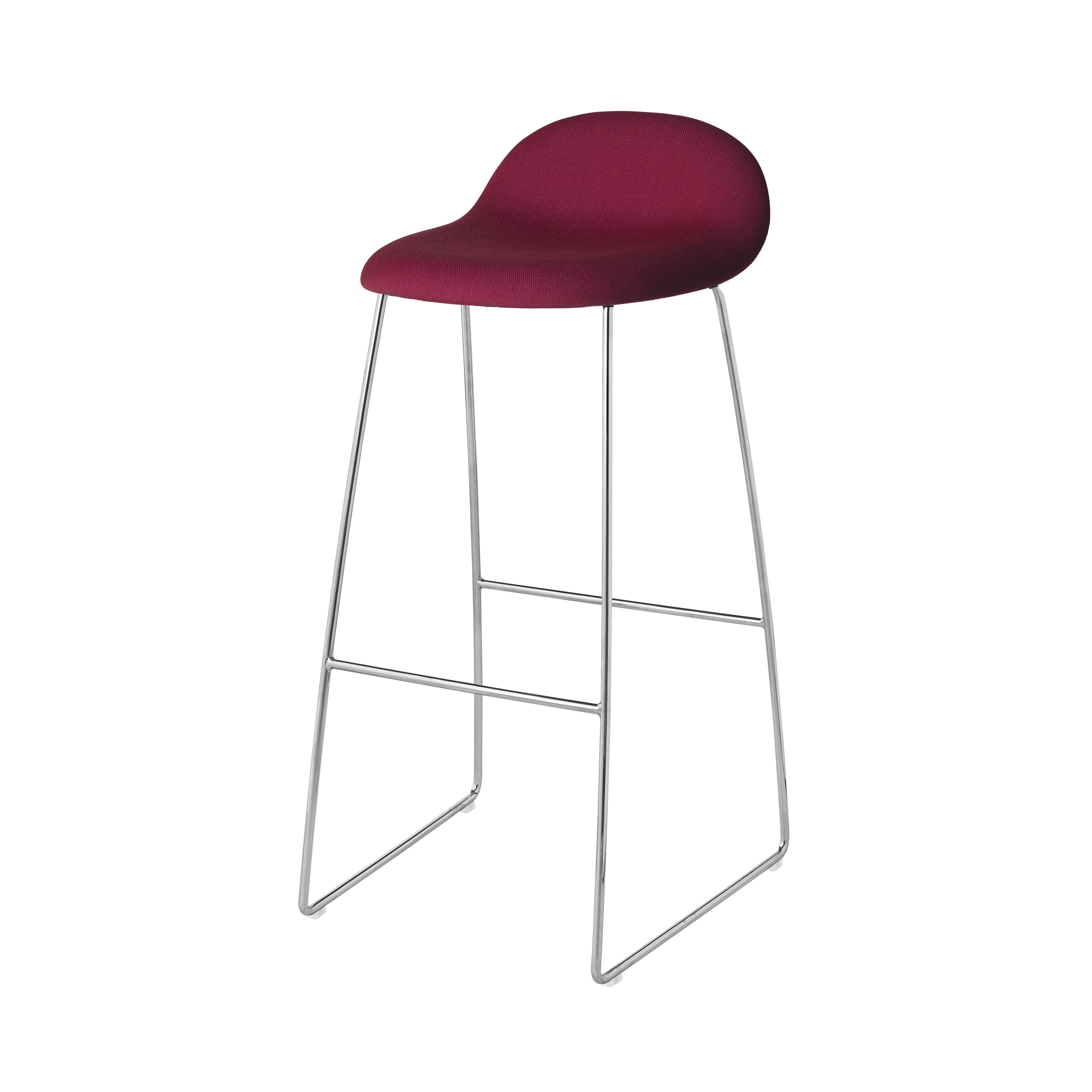 3D Bar + Counter Stool: Sledge Base + Full Upholstered + Bar + Polished Stainless Steel