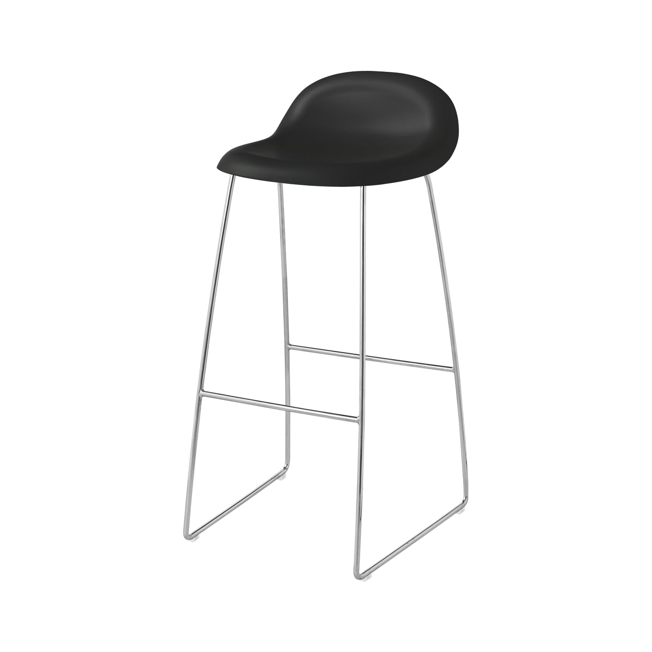 3D Bar + Counter Stool: Sledge Base + Plastic Shell + Bar + Black Semi Matt + Chrome + Plastic Glides