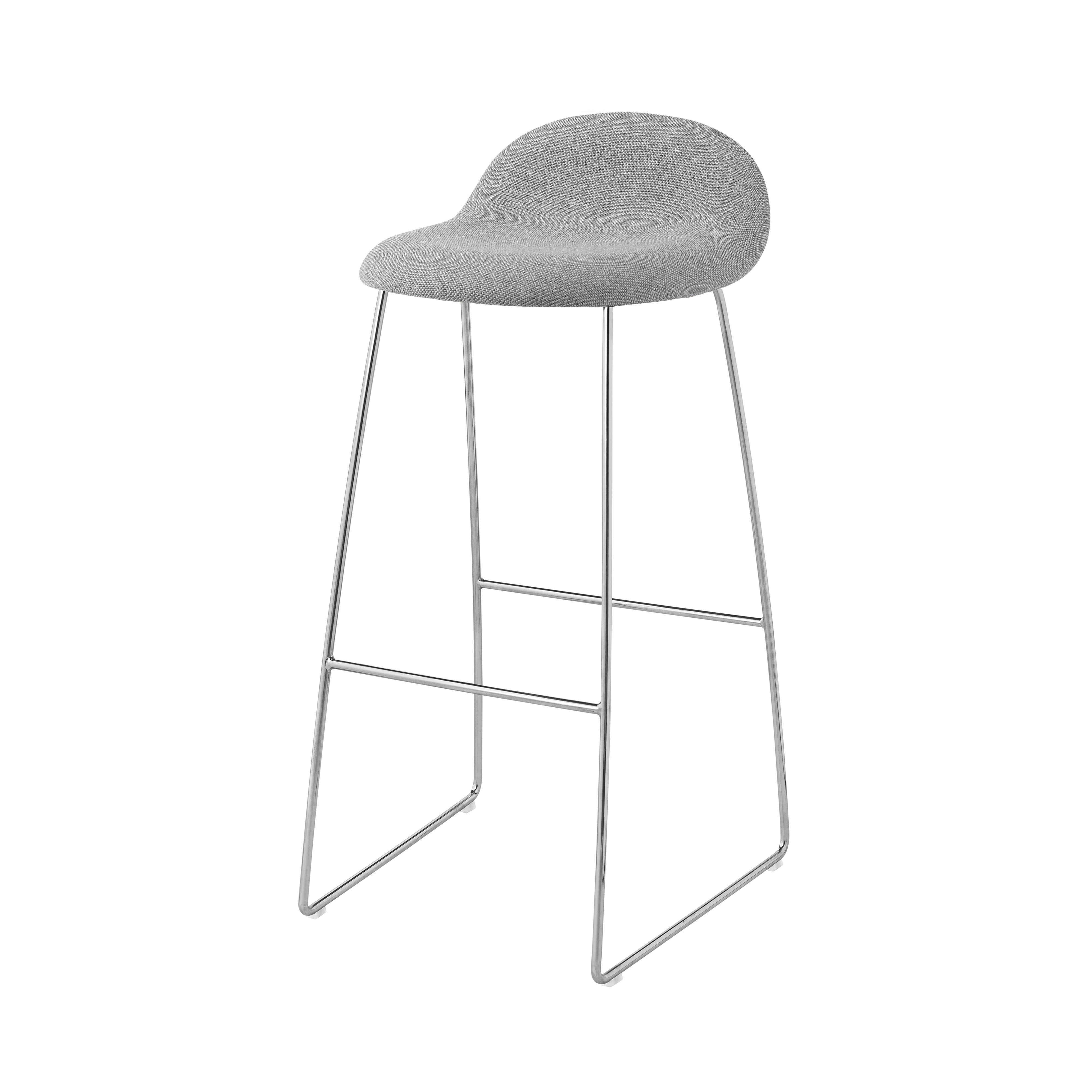 3D Bar + Counter Stool: Sledge Base + Full Upholstered + Bar + Polished Stainless Steel
