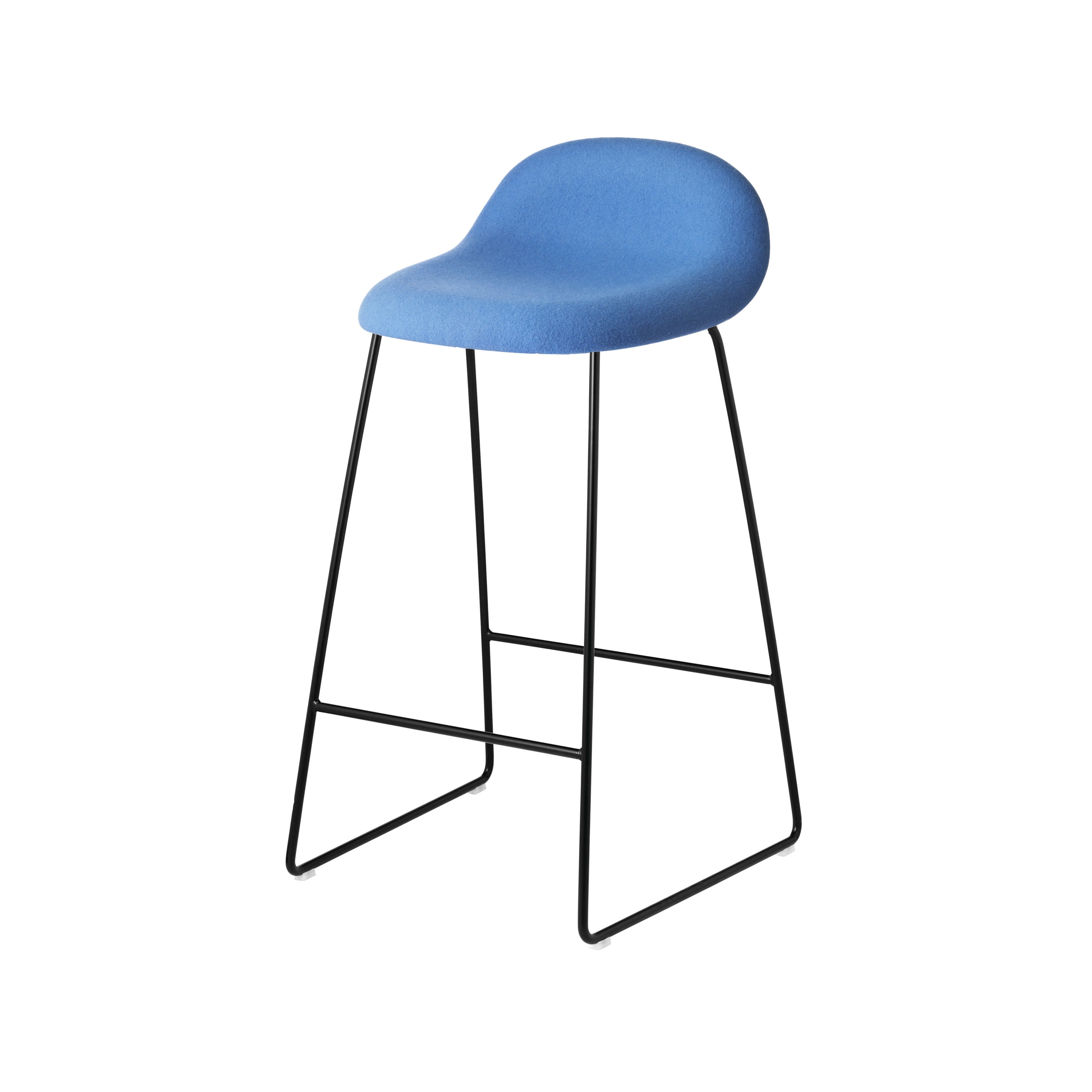 3D Bar + Counter Stool: Sledge Base + Full Upholstered + Counter + Black Semi Matt