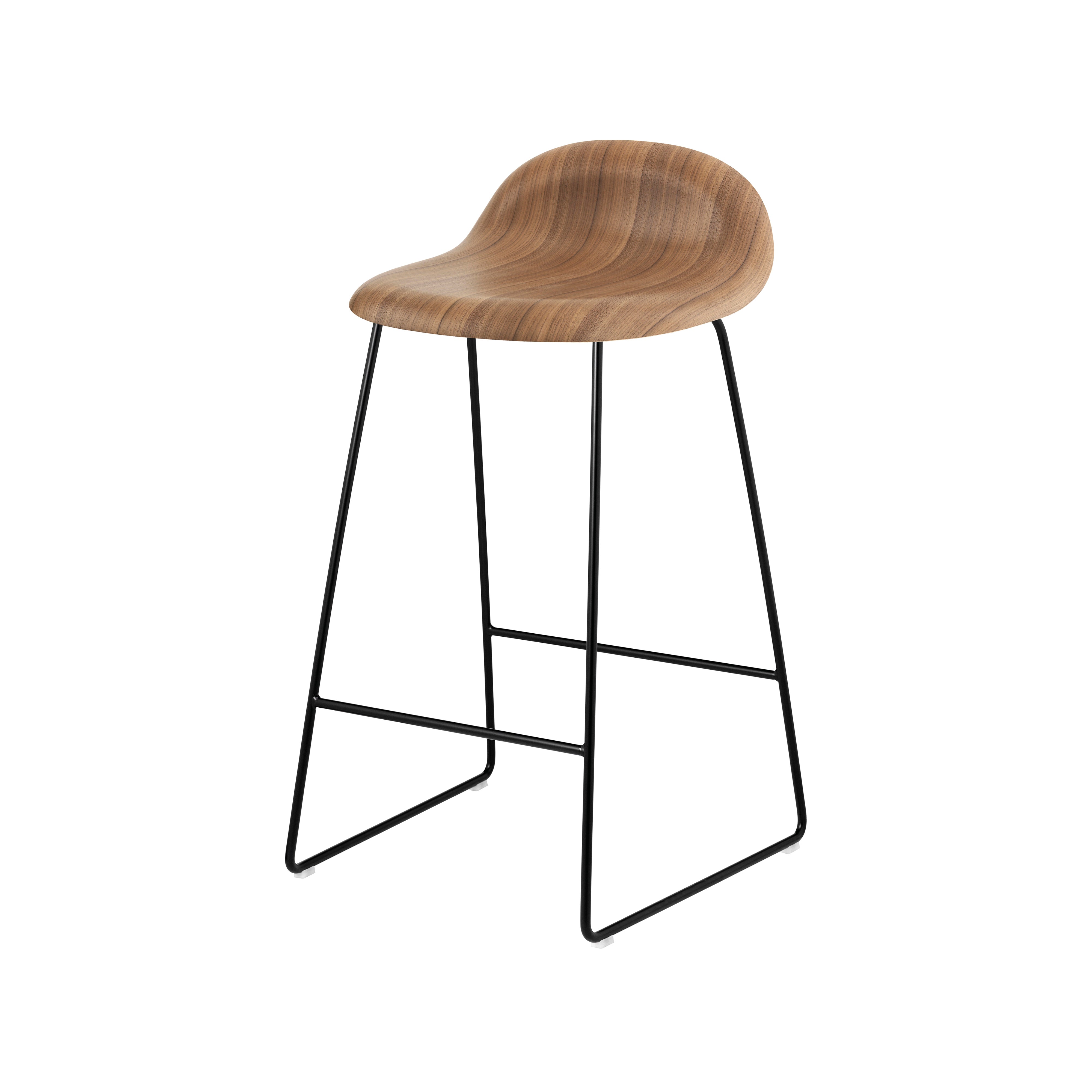 3D Bar + Counter Stool: Sledge Base + Counter + American Walnut + Black Semi Matt